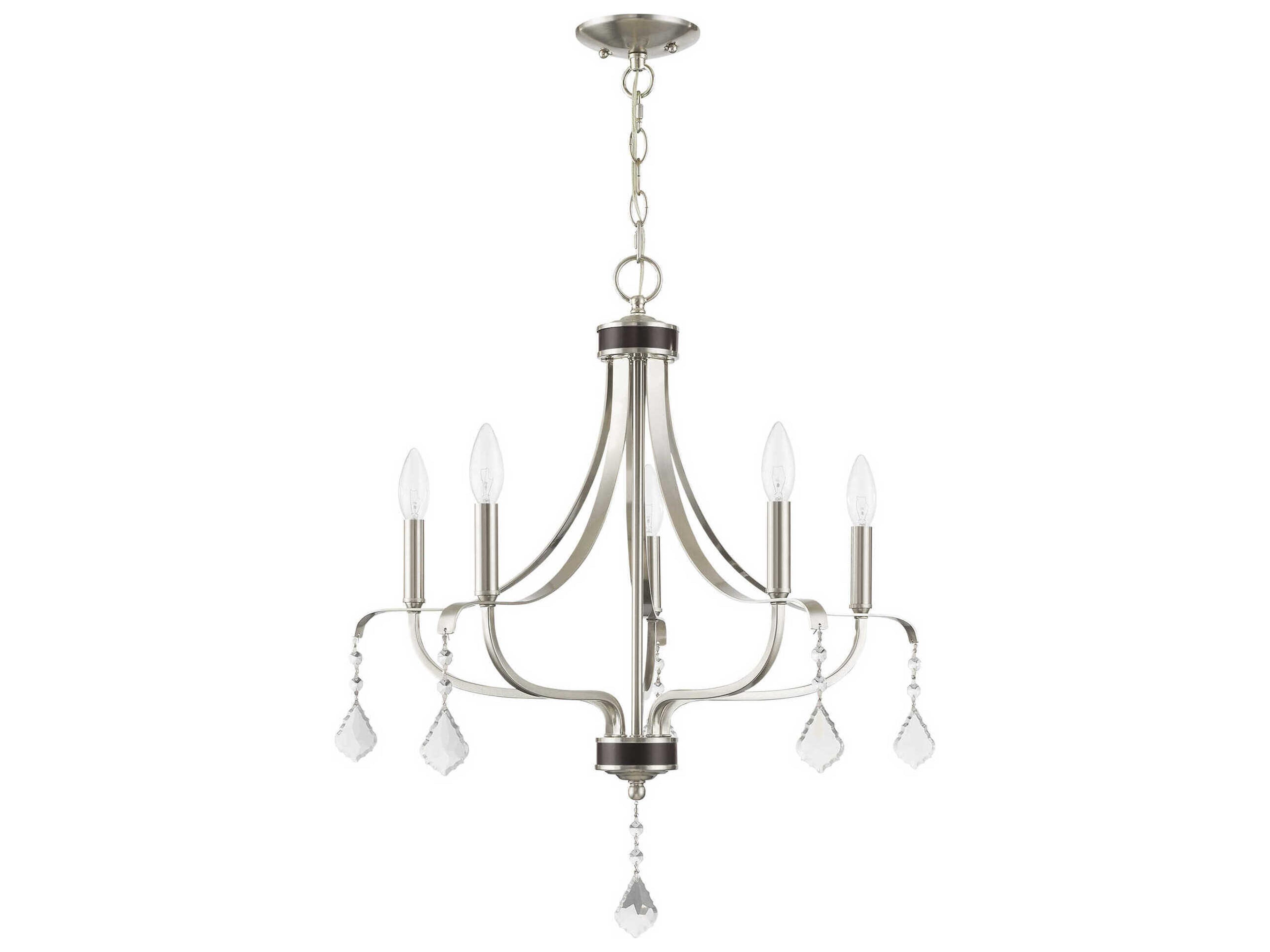 Livex Lighting Laurel 5-Light Brushed Nickel Crystal Candelabra Chandelier