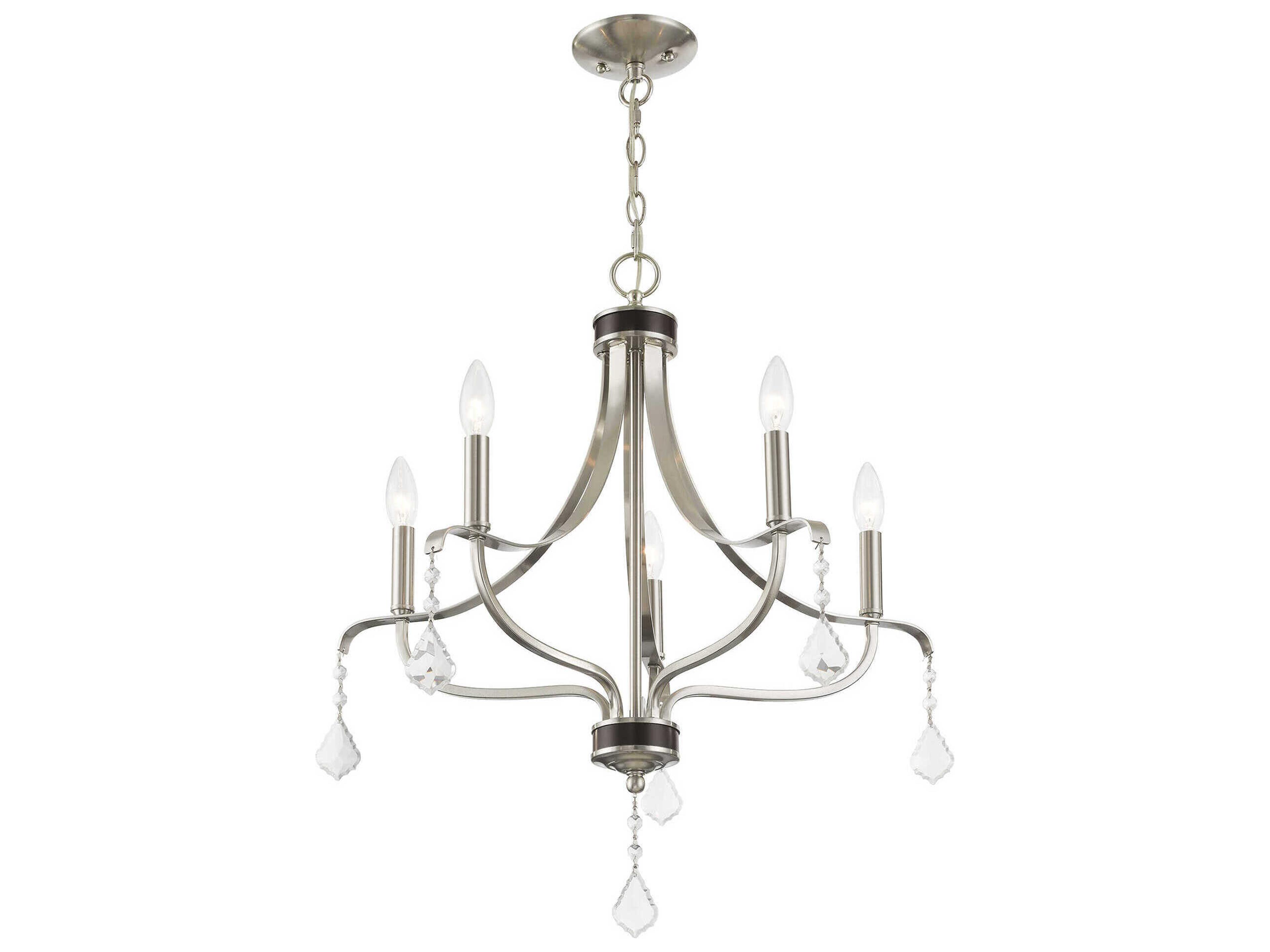 Livex Lighting Laurel 5-Light Brushed Nickel Crystal Candelabra Chandelier