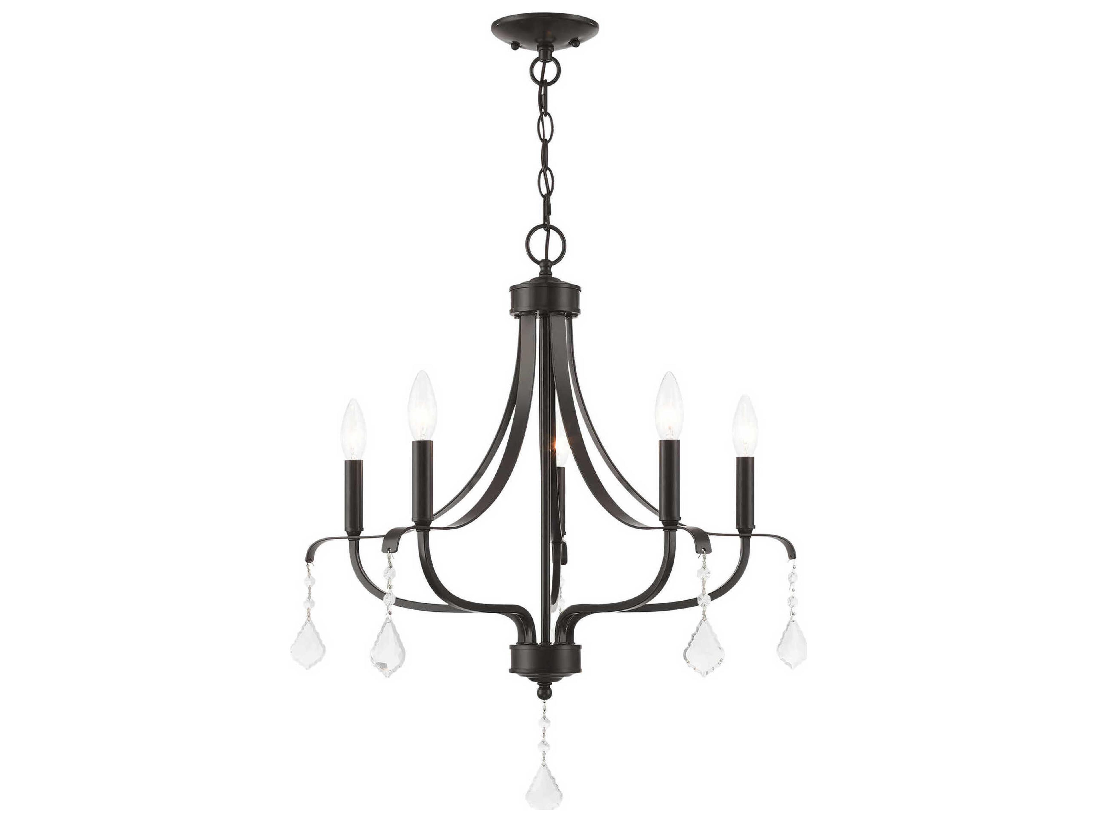 Laurel 5-Light English Bronze Crystal Candelabra Chandelier