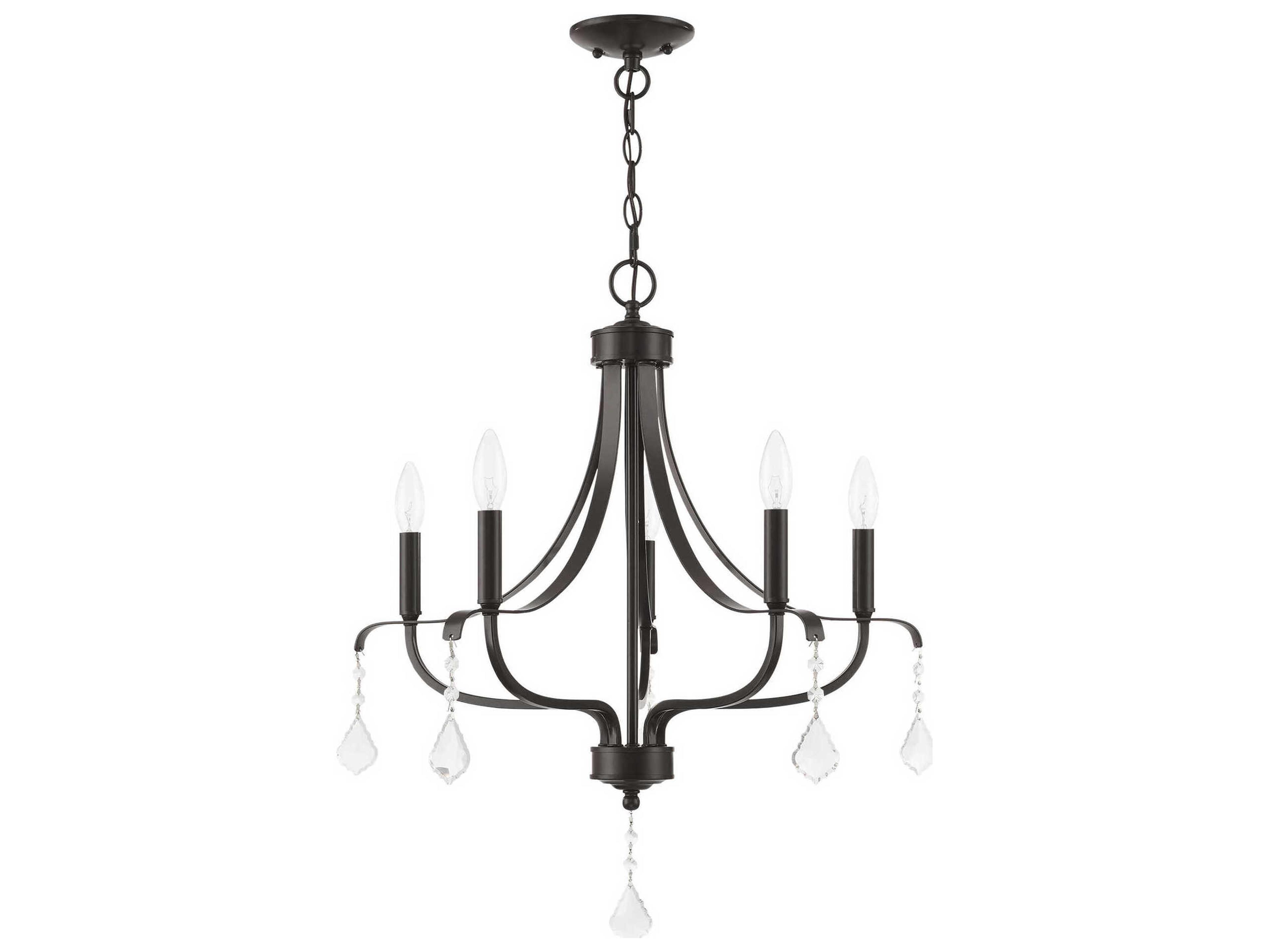 Livex Lighting Laurel 5-Light English Bronze Crystal Candelabra Chandelier