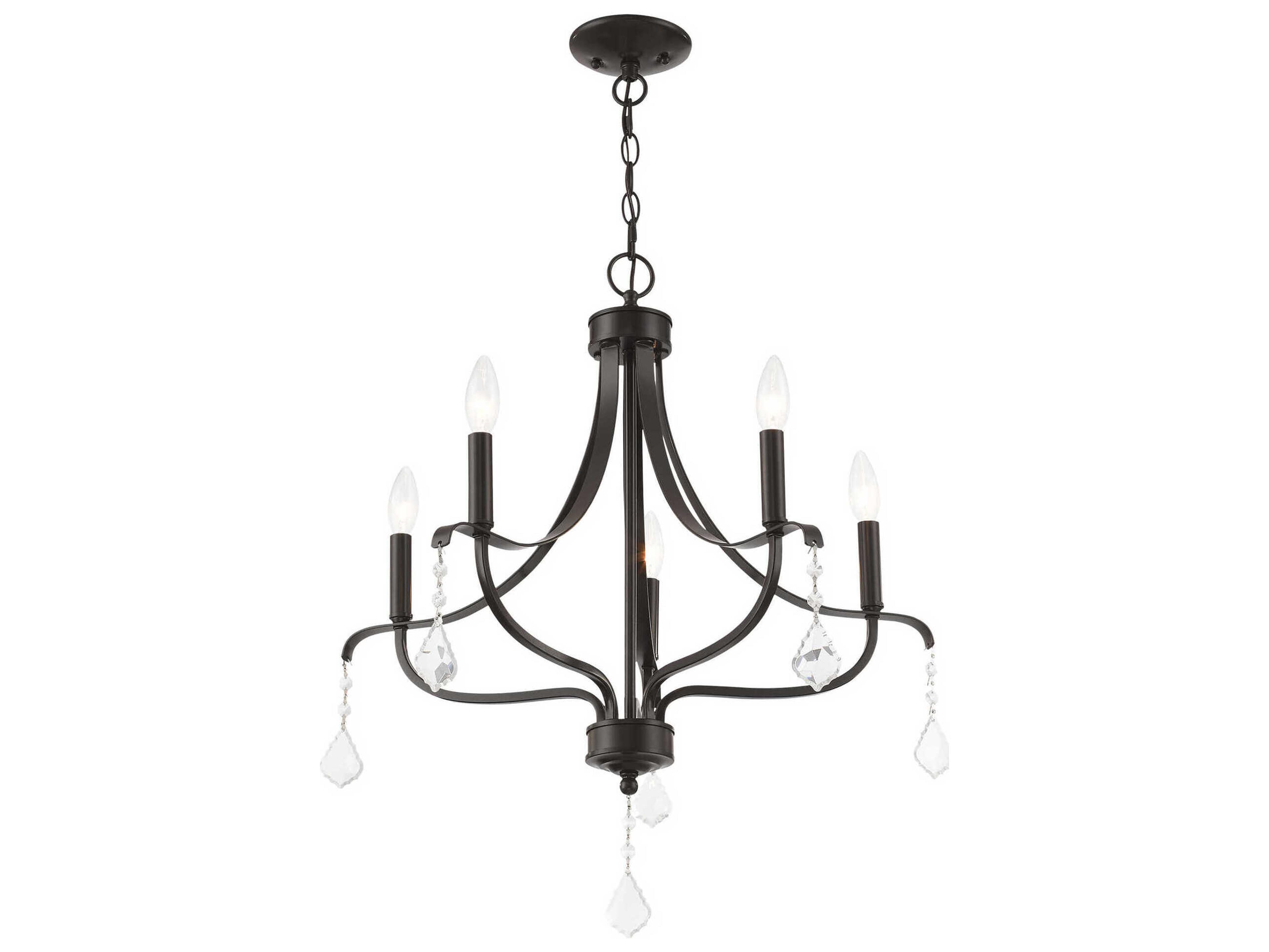 Livex Lighting Laurel 5-Light English Bronze Crystal Candelabra Chandelier