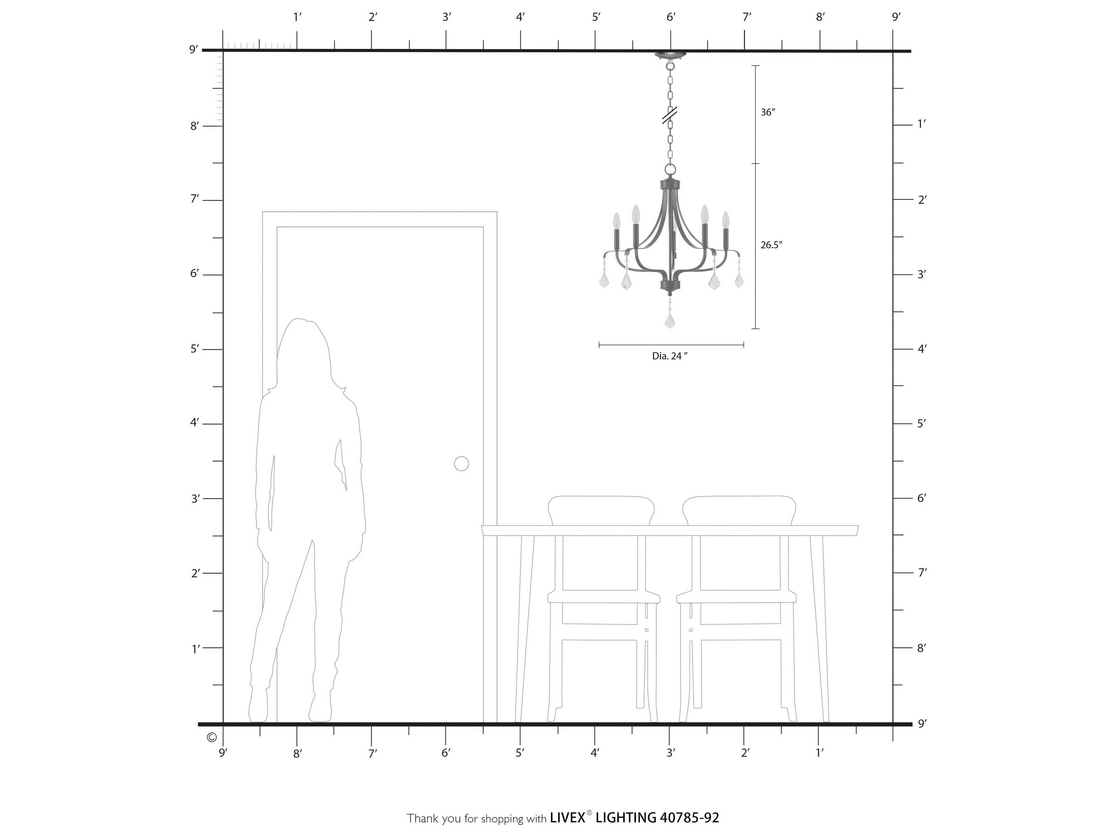 Livex Lighting Laurel 5-Light English Bronze Crystal Candelabra Chandelier