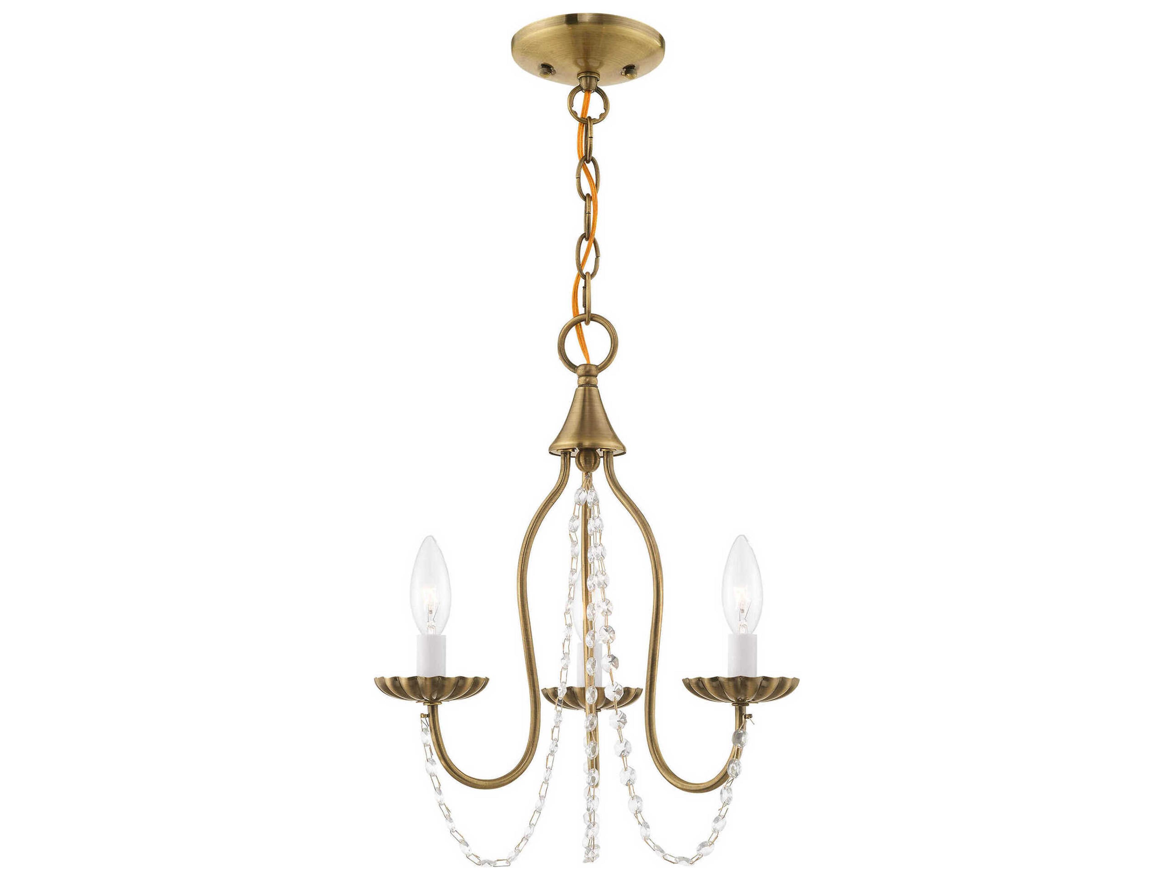 Alessia 3-Light Antique Brass Crystal Candelabra Chandelier