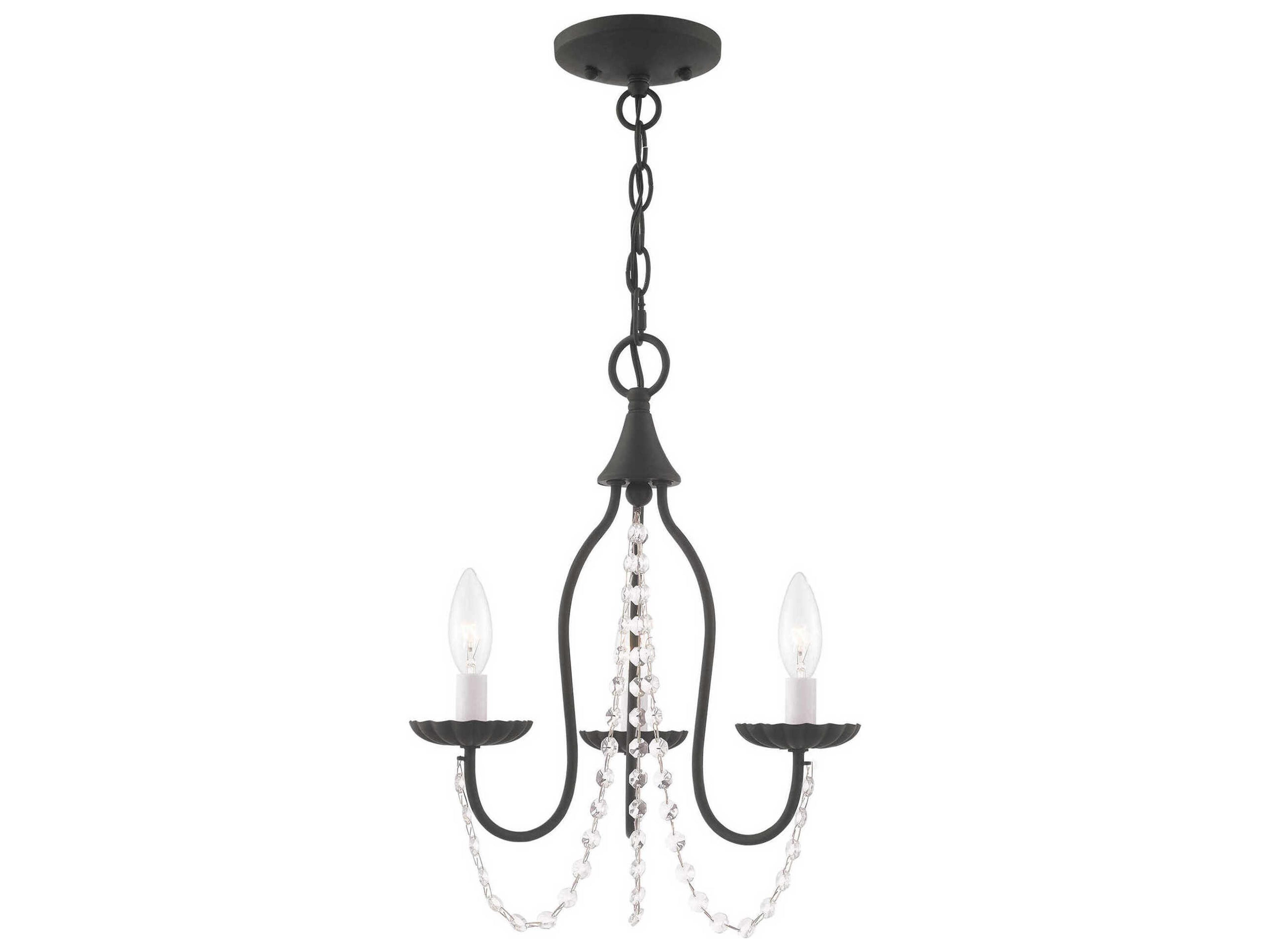 Alessia 3-Light Black Crystal Candelabra Chandelier