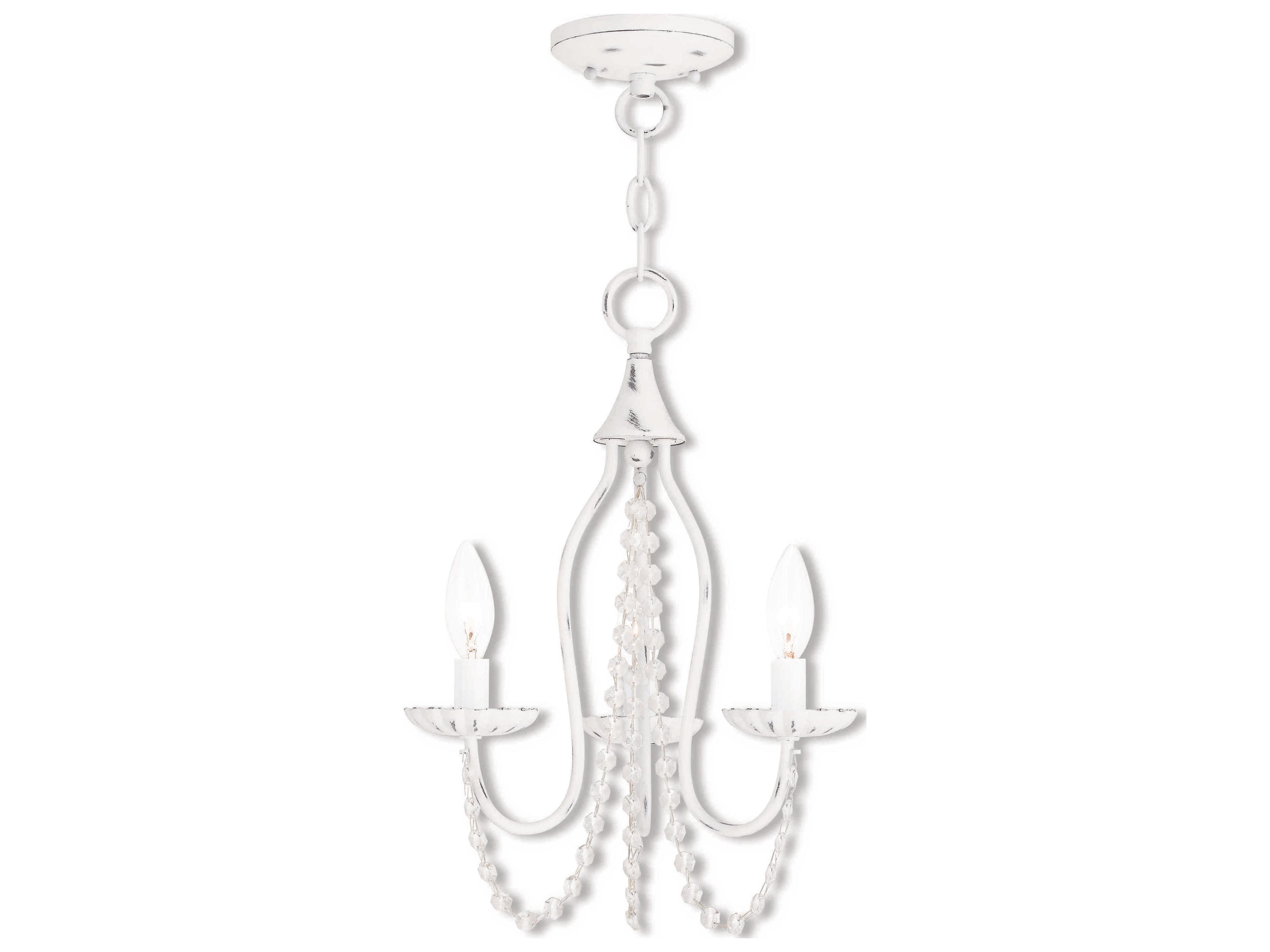 Alessia 3-Light Antique White Crystal Candelabra Chandelier