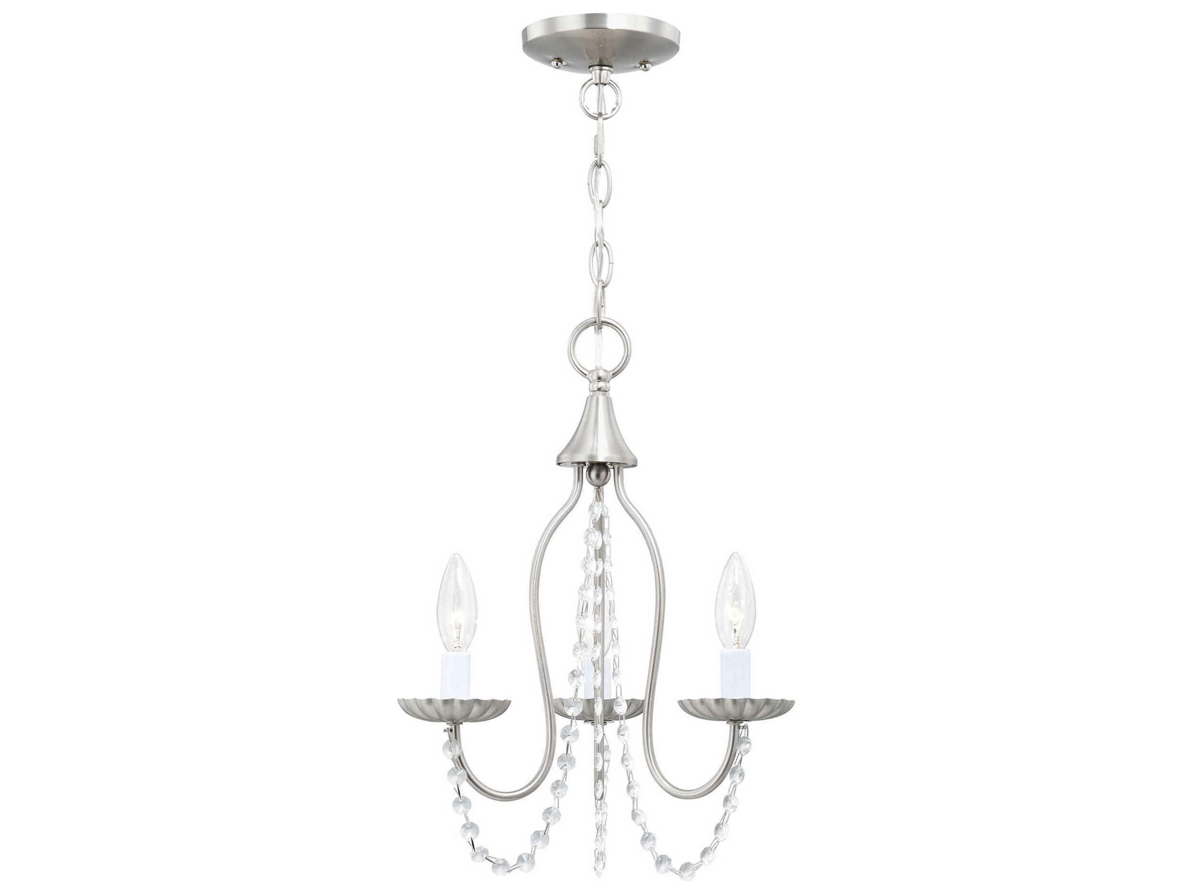 Alessia 3-Light Brushed Nickel Crystal Candelabra Chandelier