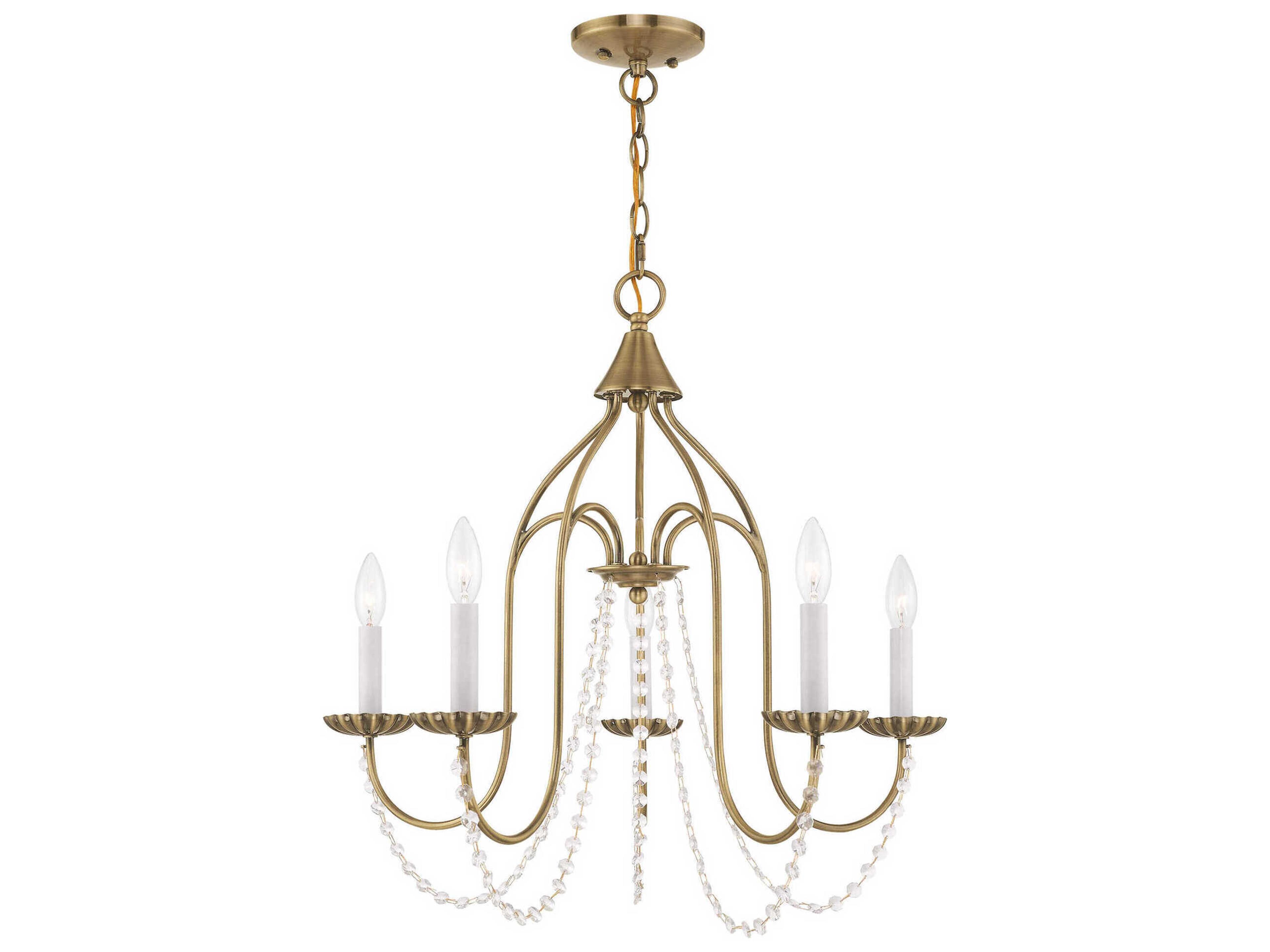 Alessia 5-Light Antique Brass Crystal Candelabra Chandelier