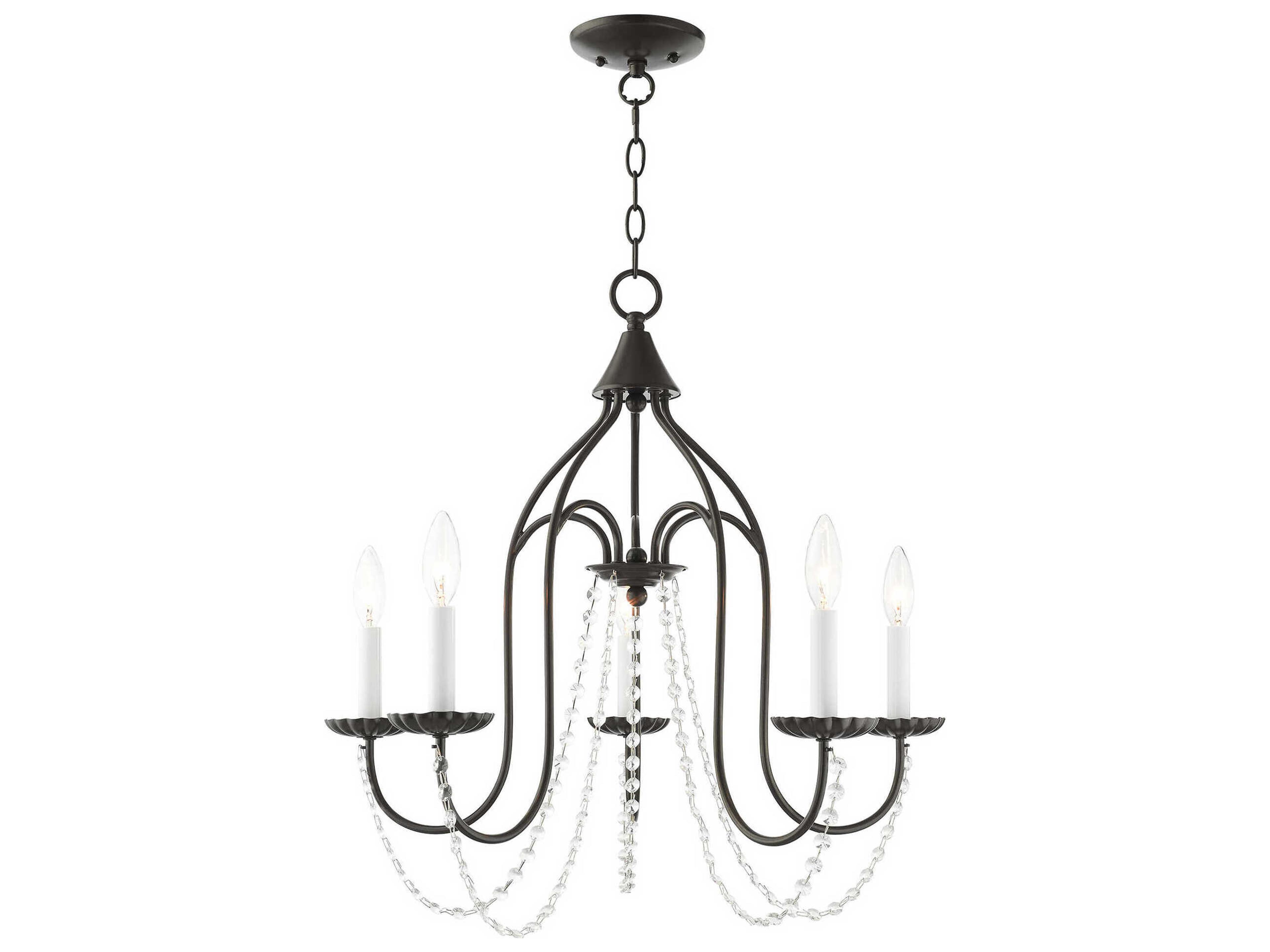 Alessia 5-Light English Bronze Crystal Candelabra Chandelier