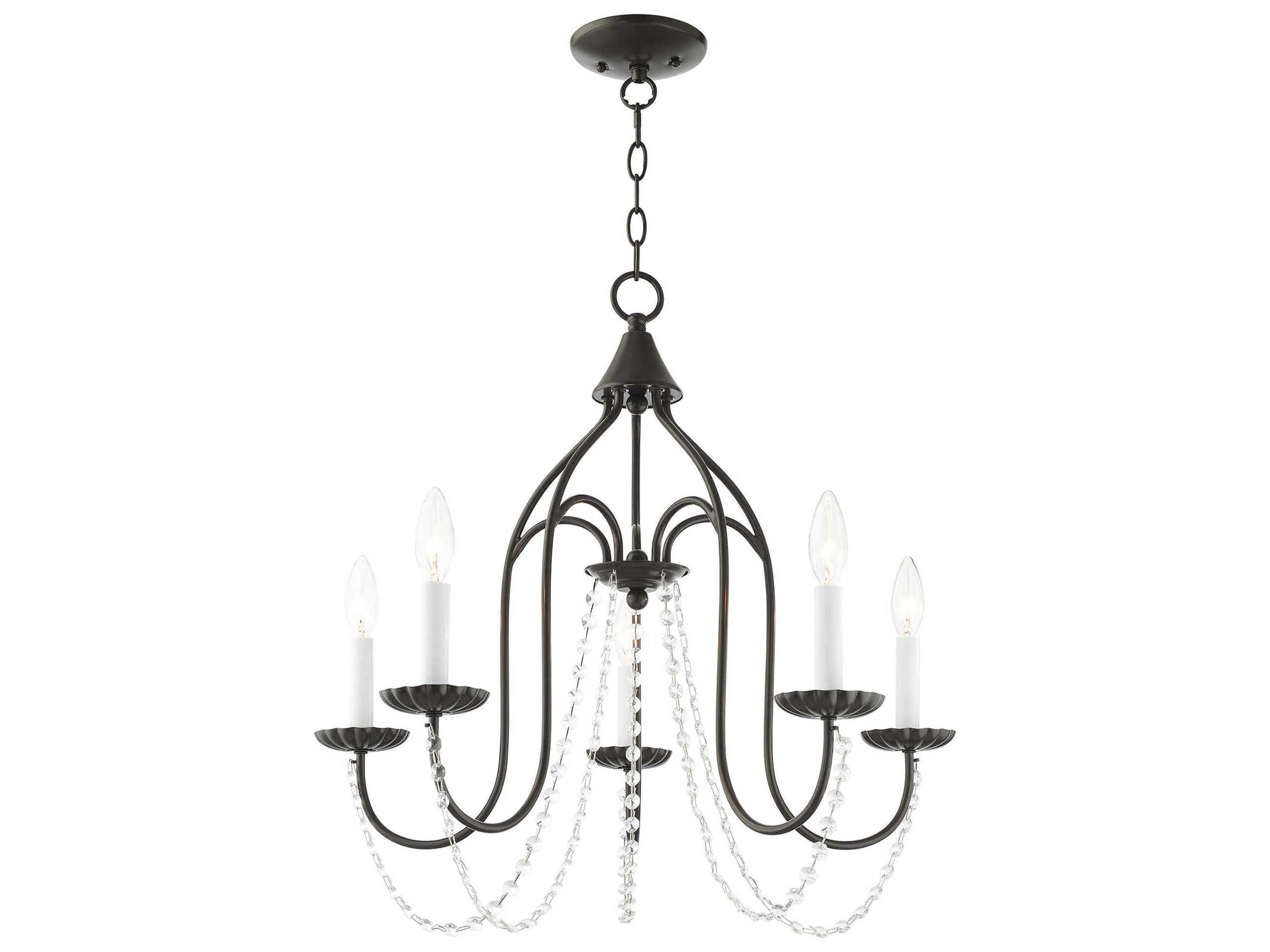 Livex Lighting Alessia 5-Light English Bronze Crystal Candelabra Chandelier