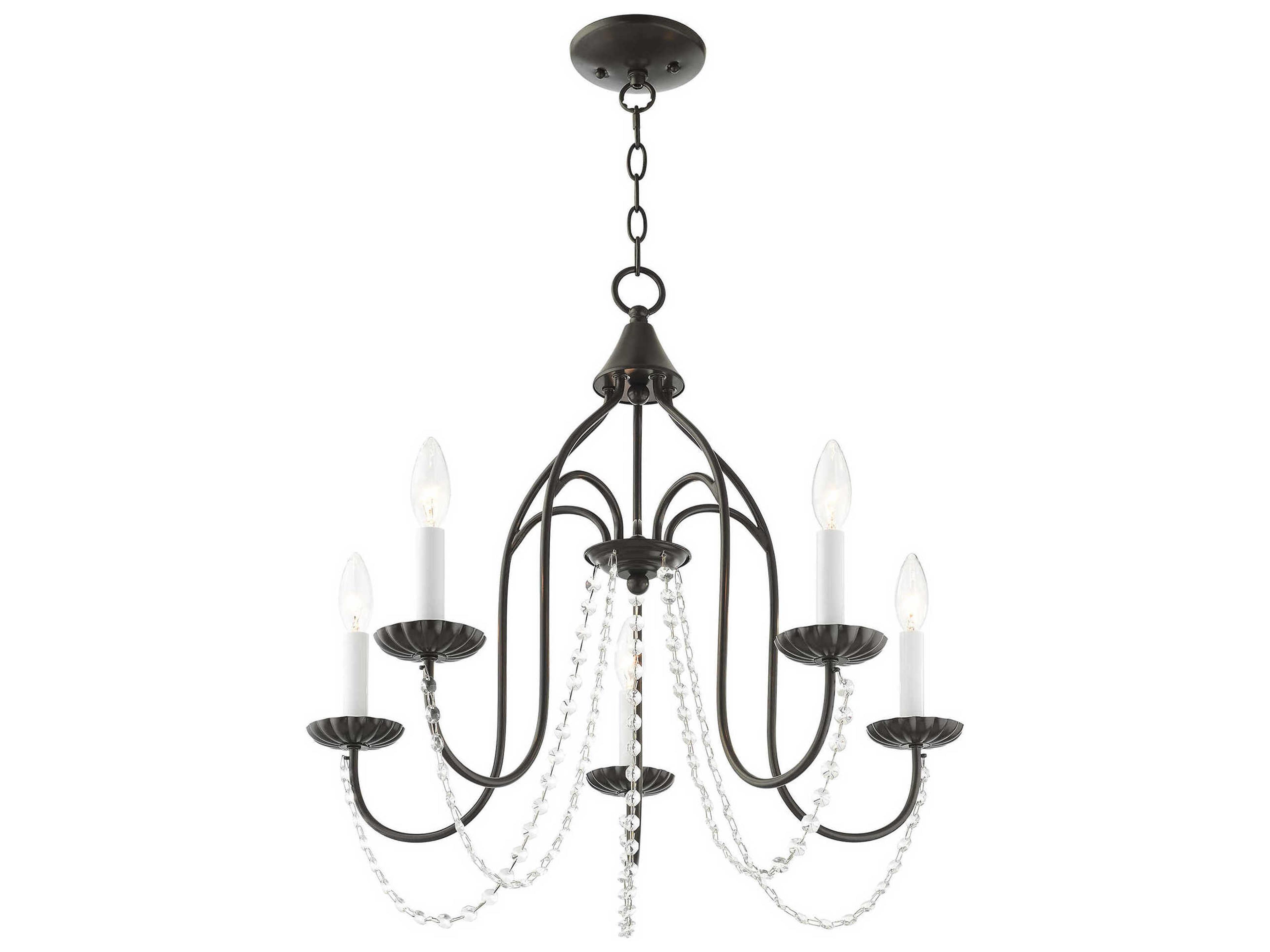 Livex Lighting Alessia 5-Light English Bronze Crystal Candelabra Chandelier