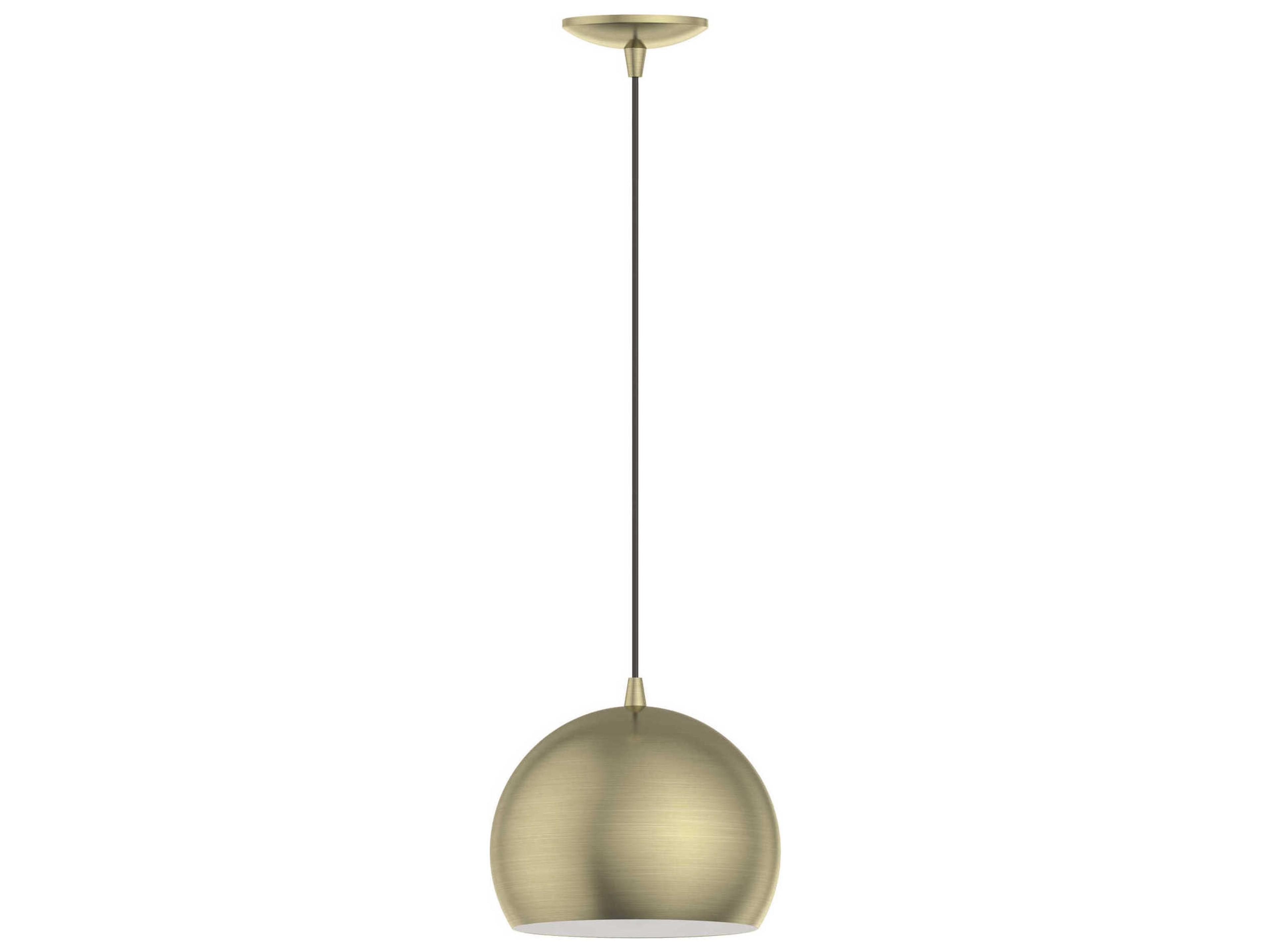 Piedmont 1-Light Antique Brass White Dome Geometric Mini Pendant