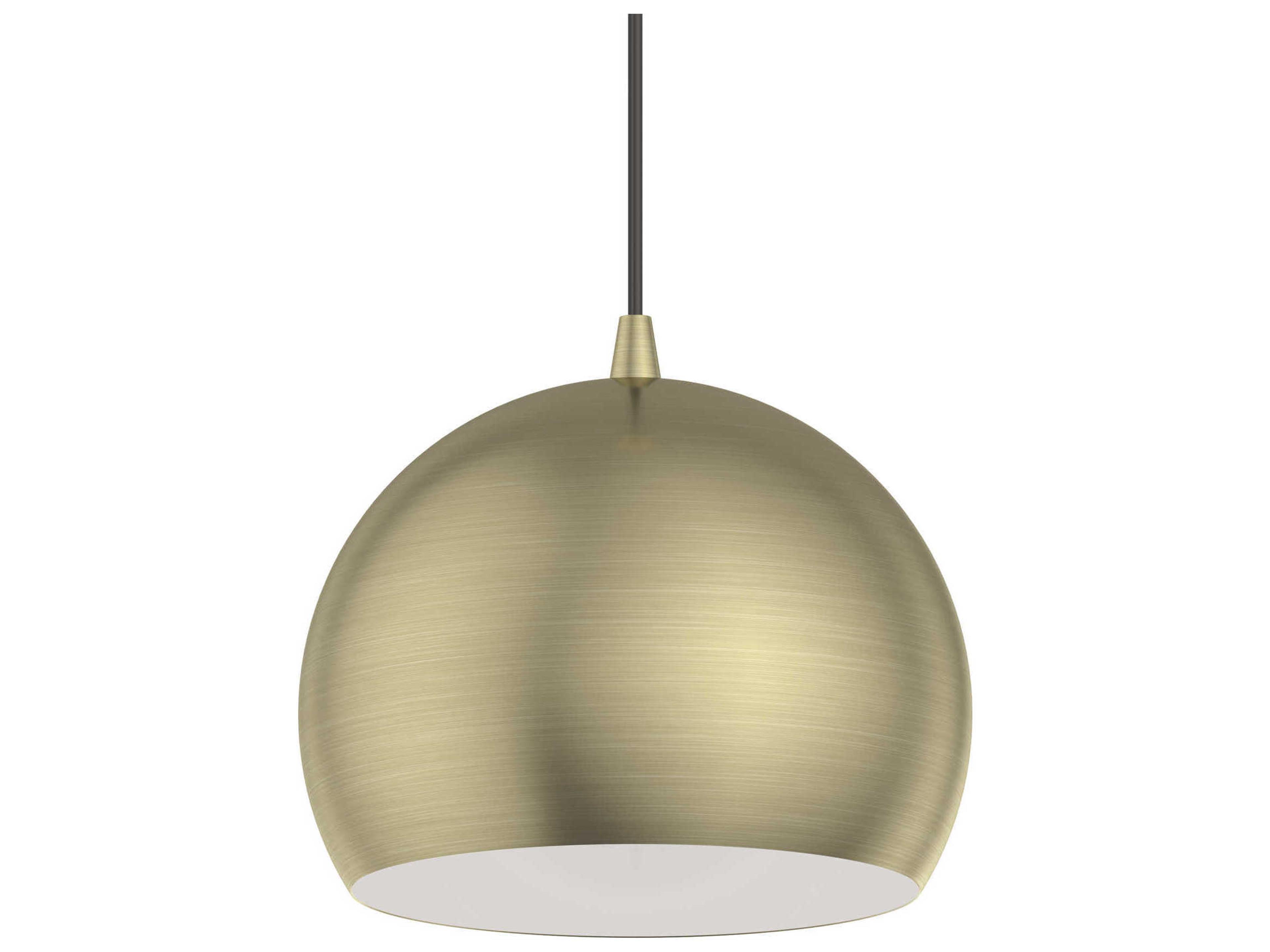 Livex Lighting Piedmont 1-Light Antique Brass White Dome Geometric Mini Pendant