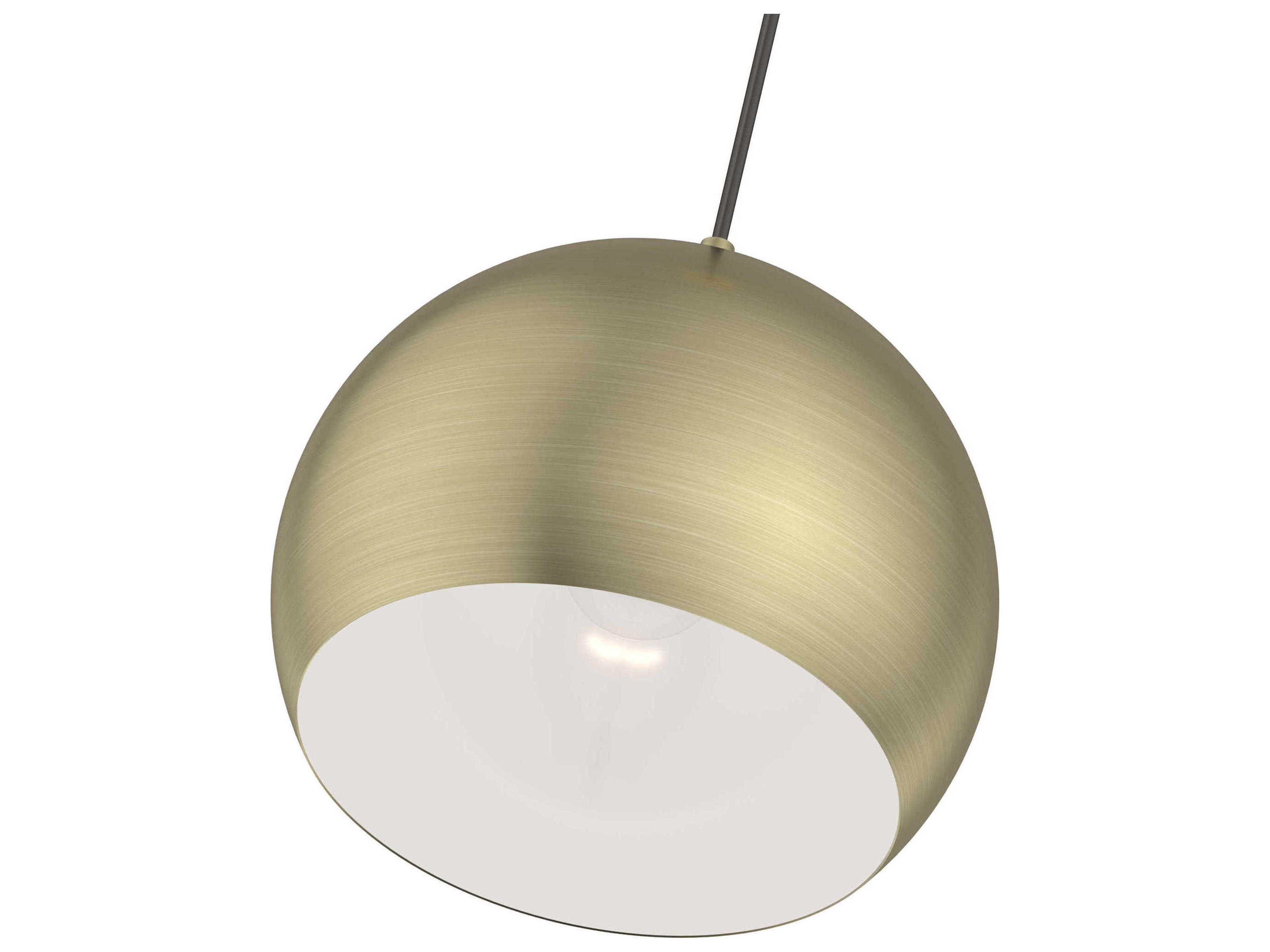 Livex Lighting Piedmont 1-Light Antique Brass White Dome Geometric Mini Pendant