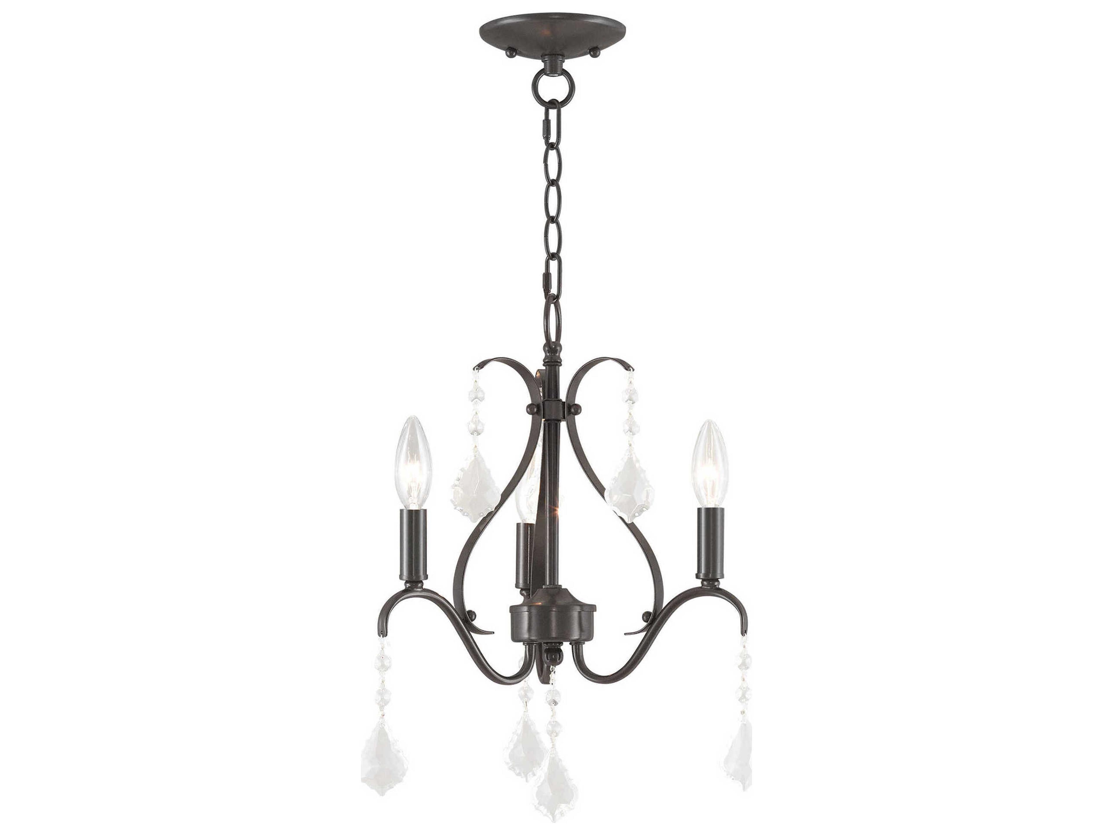 Caterina 3-Light English Bronze Clear Crystal Candelabra Chandelier