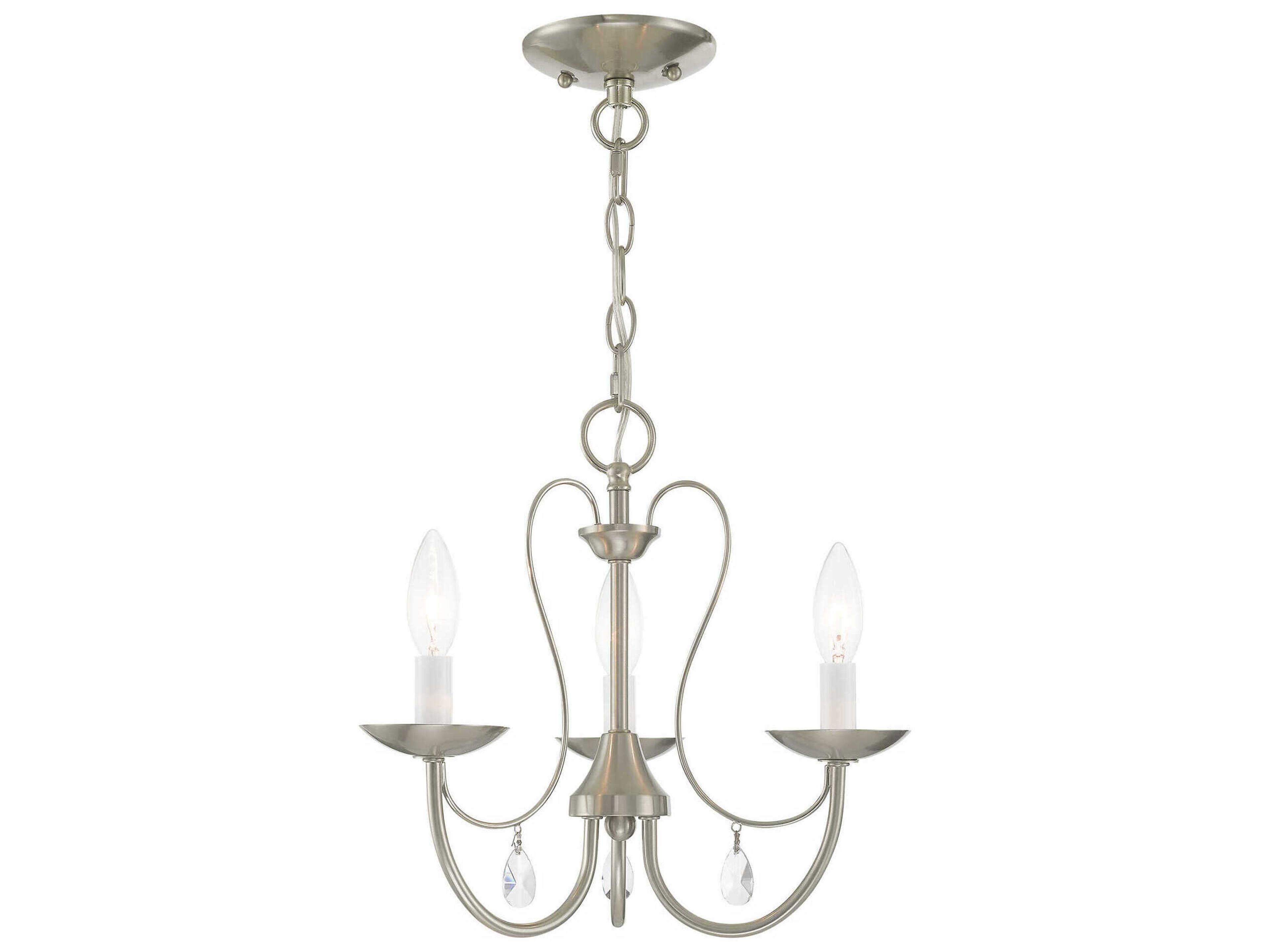Mirabella 3-Light Brushed Nickel Crystal Candelabra Chandelier