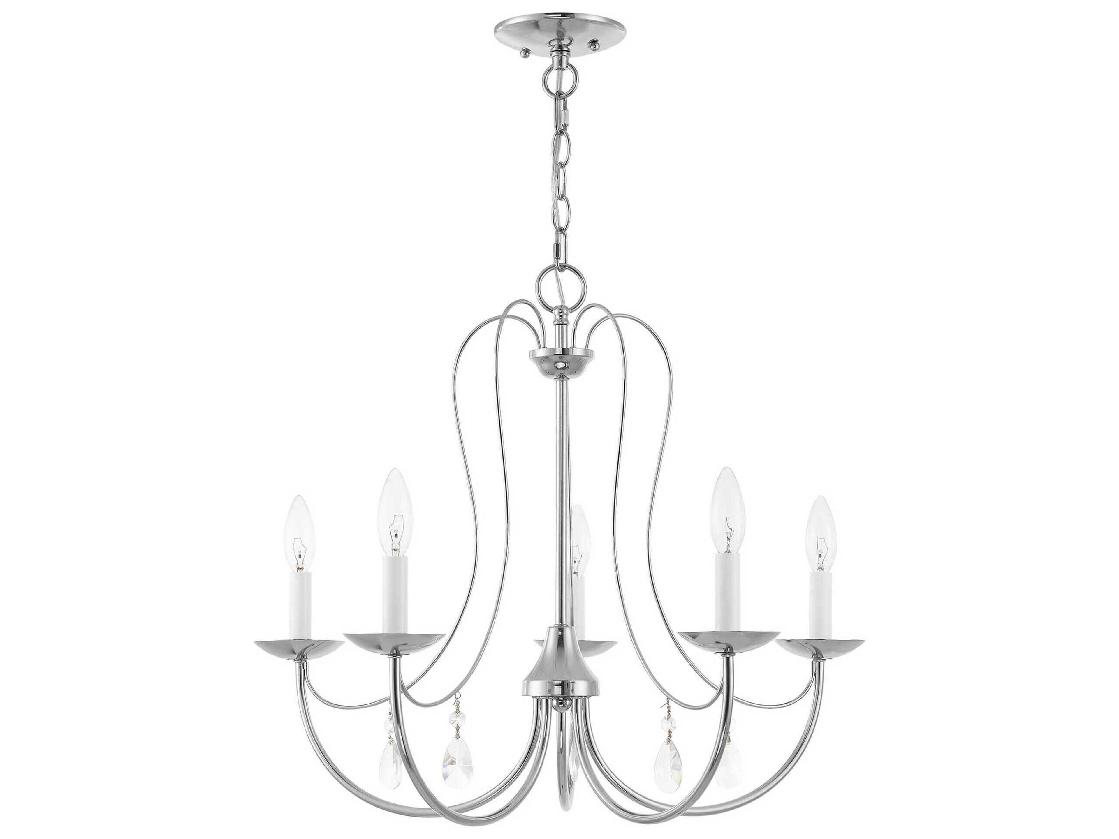 Livex Lighting Mirabella 5-Light Polished Chrome Crystal Candelabra Chandelier
