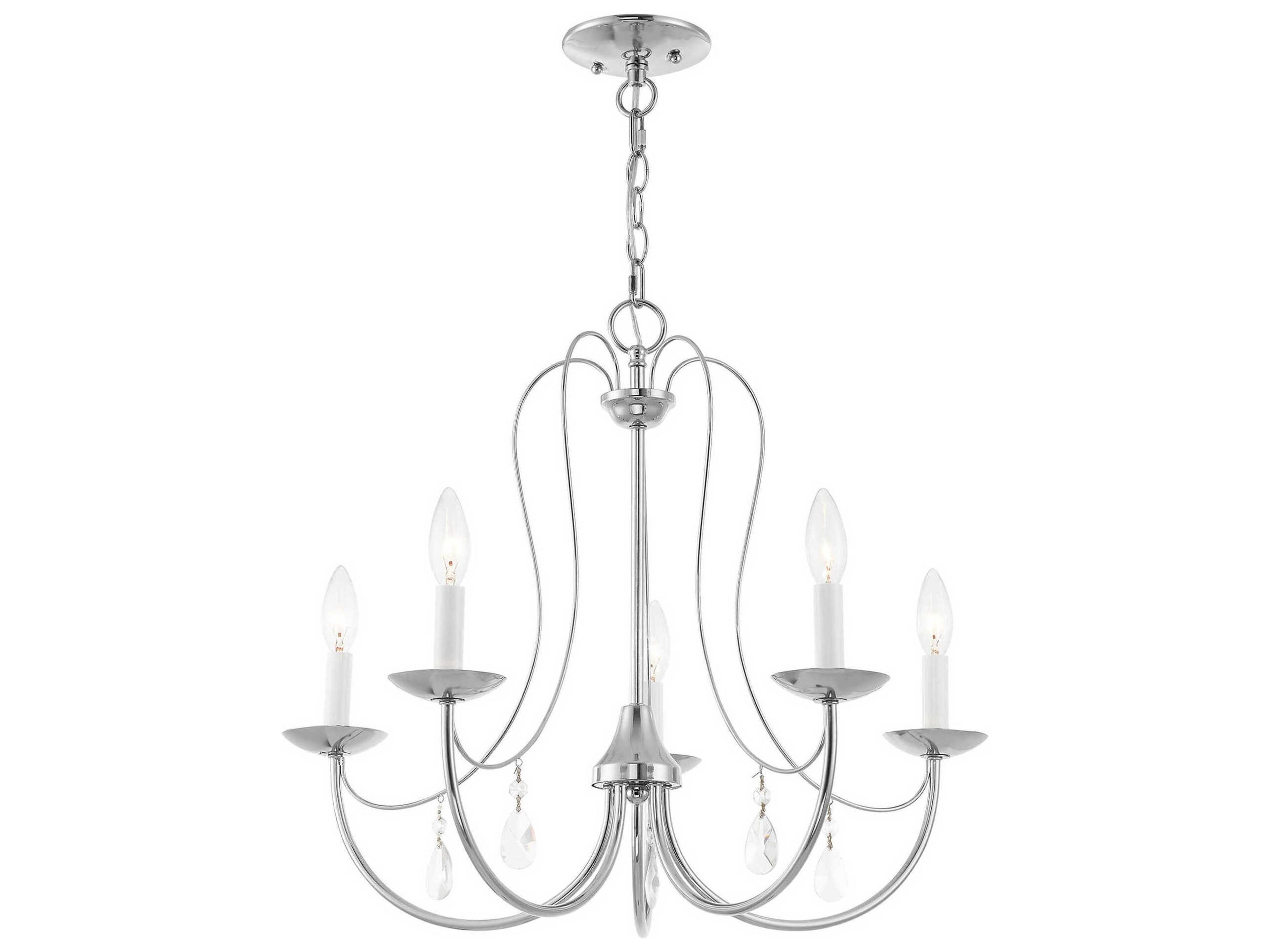 Livex Lighting Mirabella 5-Light Polished Chrome Crystal Candelabra Chandelier