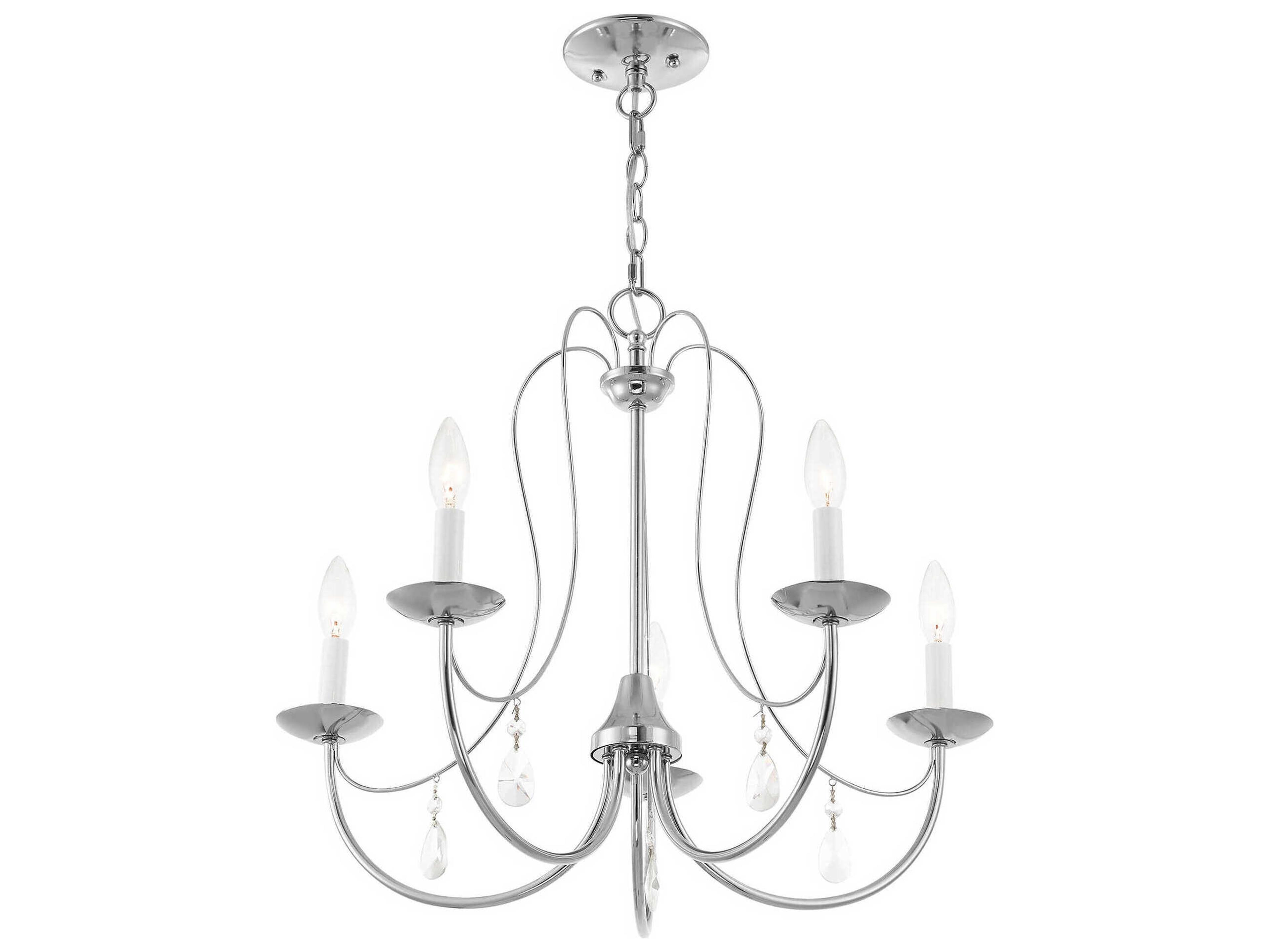 Livex Lighting Mirabella 5-Light Polished Chrome Crystal Candelabra Chandelier
