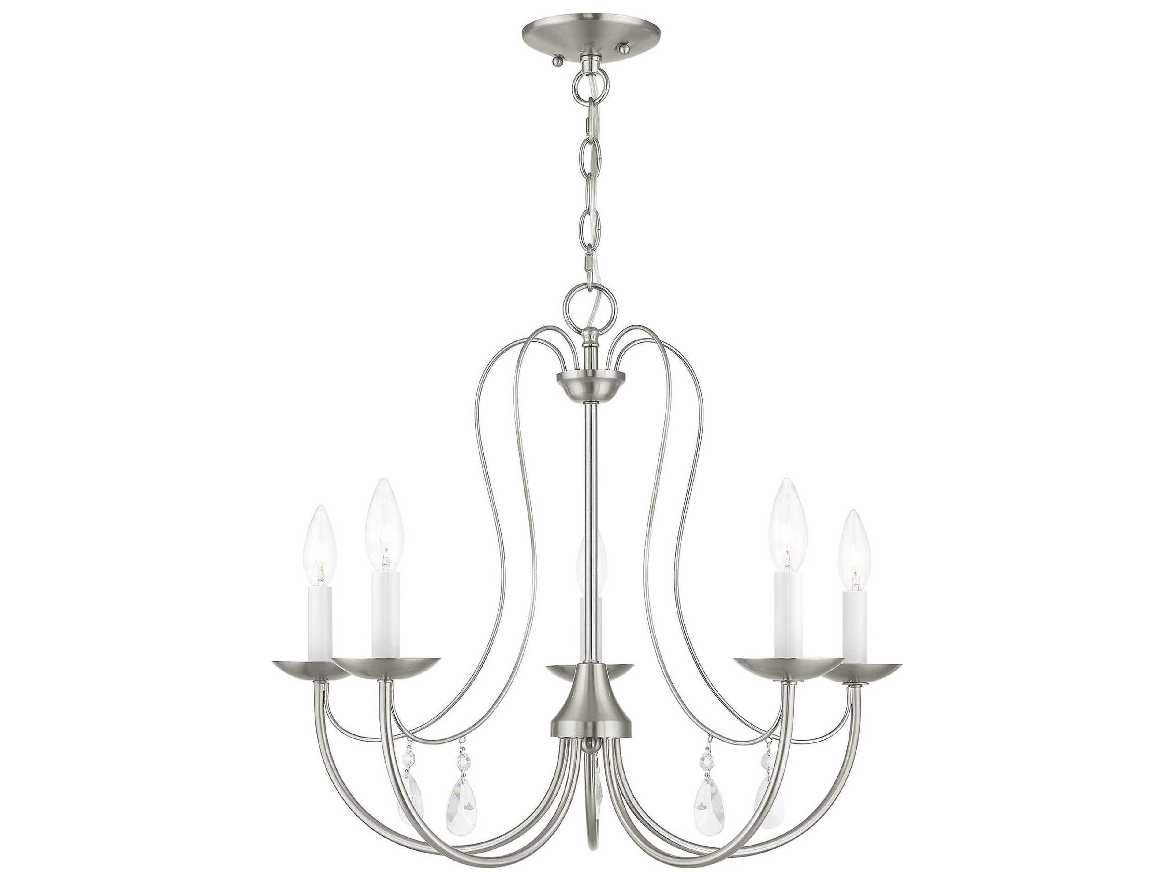 Mirabella 5-Light Brushed Nickel Crystal Candelabra Chandelier