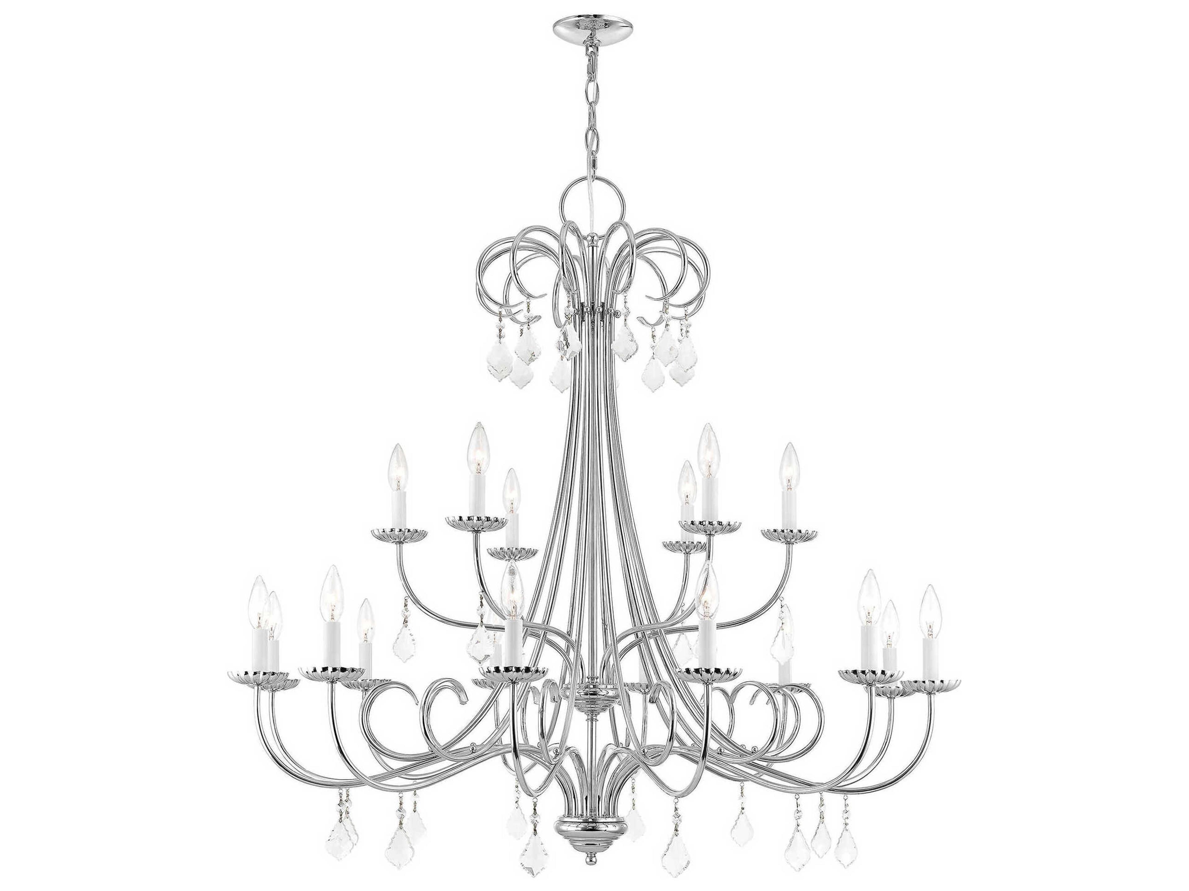 Daphne 18-Light8-Light Polished Chrome Crystal Candelabra Tiered Chandelier