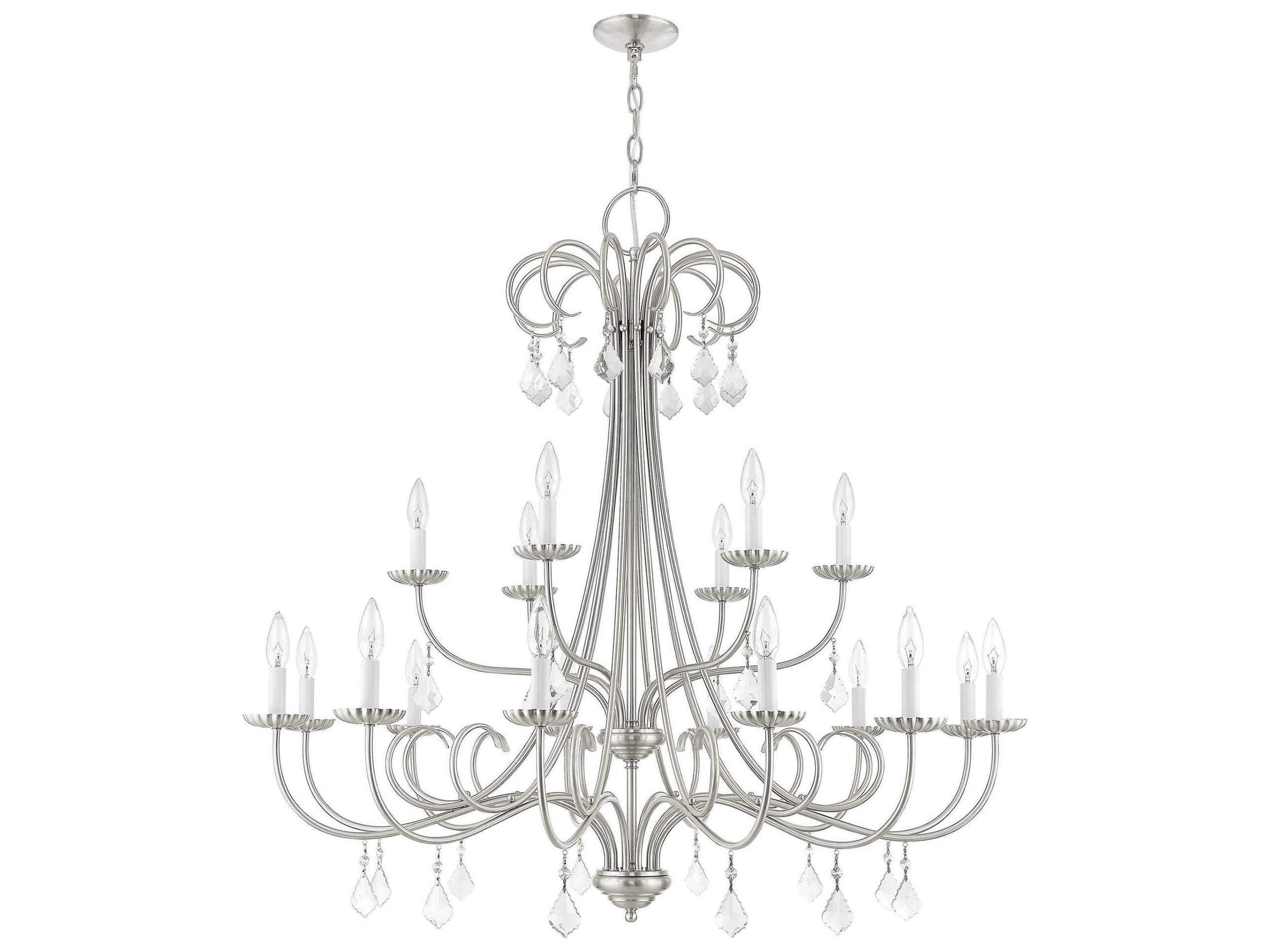 Livex Lighting Daphne 18-Light8-Light Brushed Nickel Crystal Candelabra Tiered Chandelier