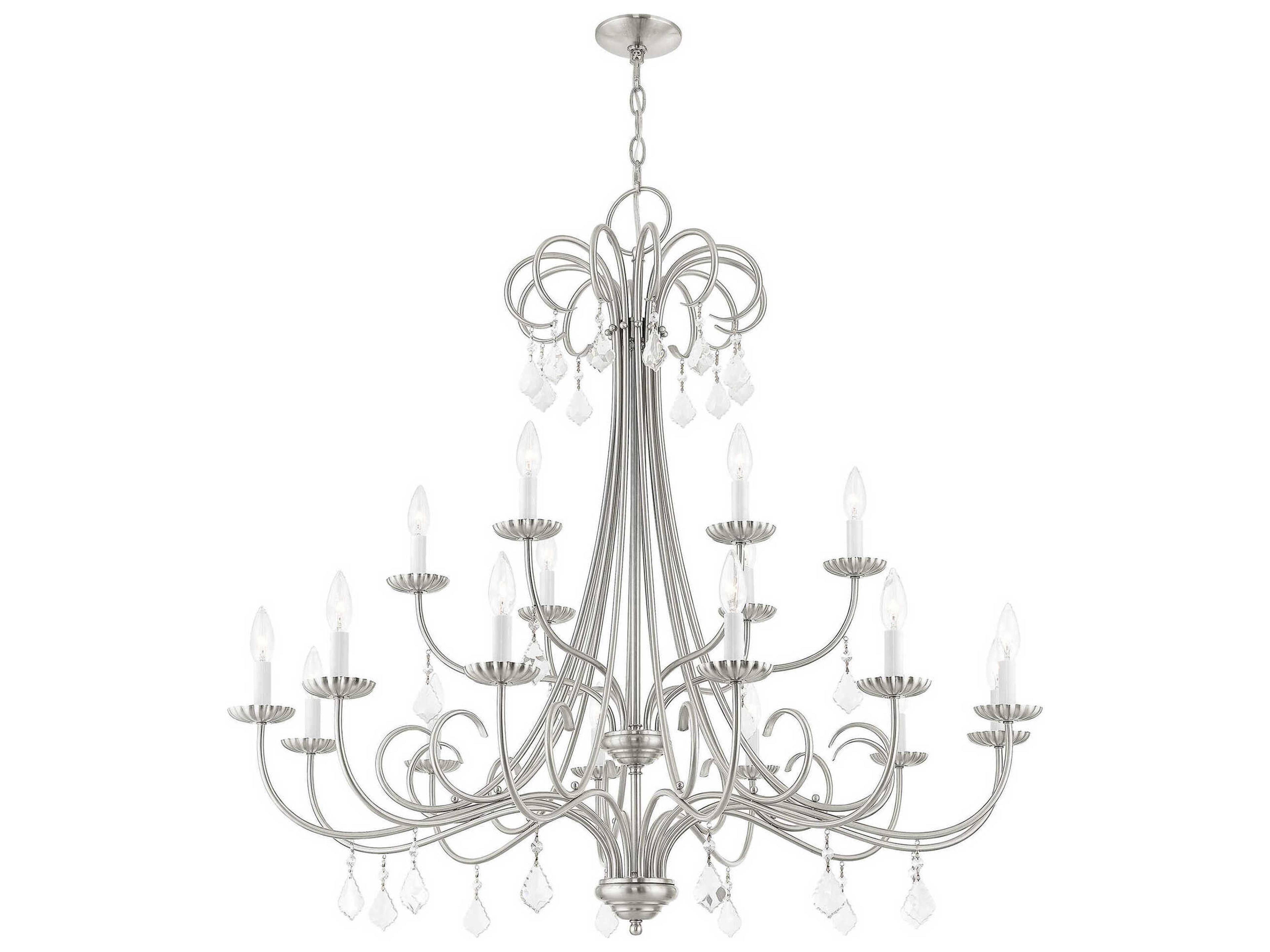 Livex Lighting Daphne 18-Light8-Light Brushed Nickel Crystal Candelabra Tiered Chandelier