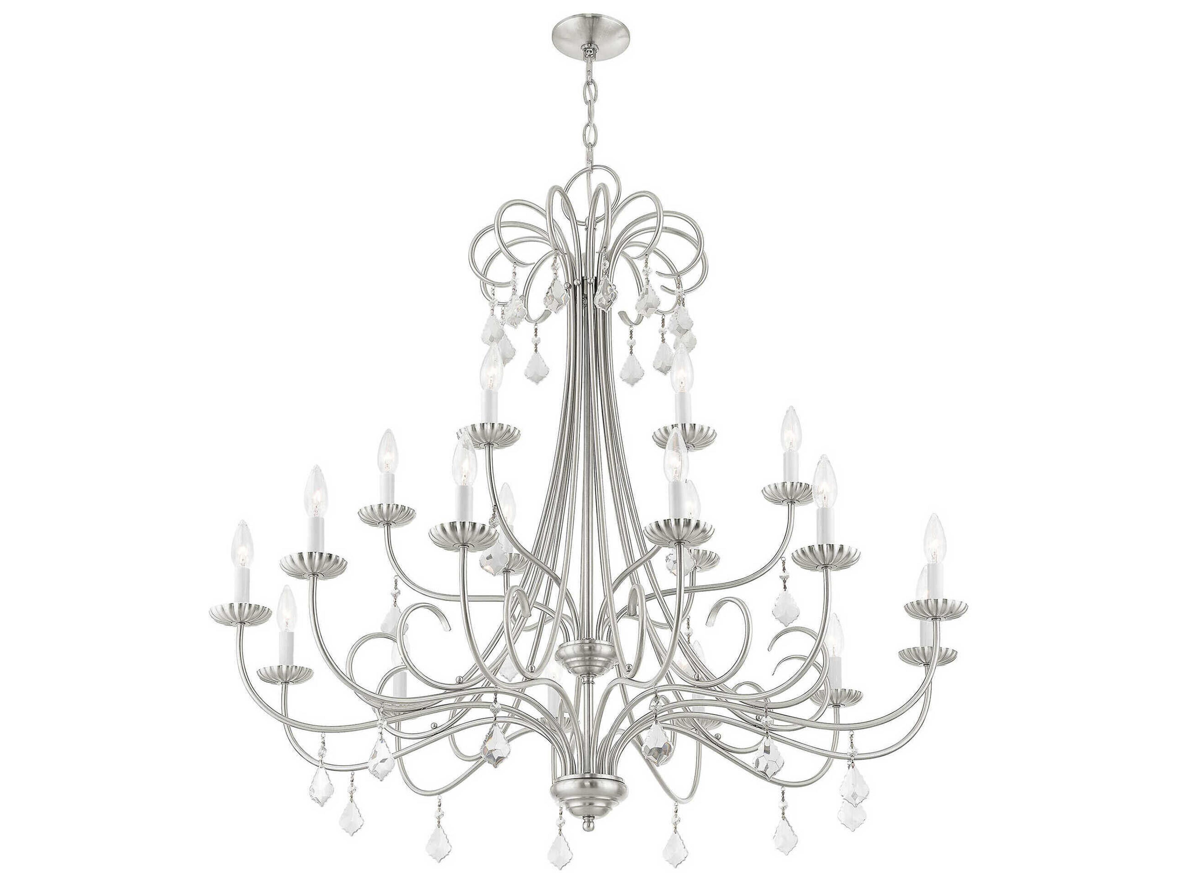 Livex Lighting Daphne 18-Light8-Light Brushed Nickel Crystal Candelabra Tiered Chandelier