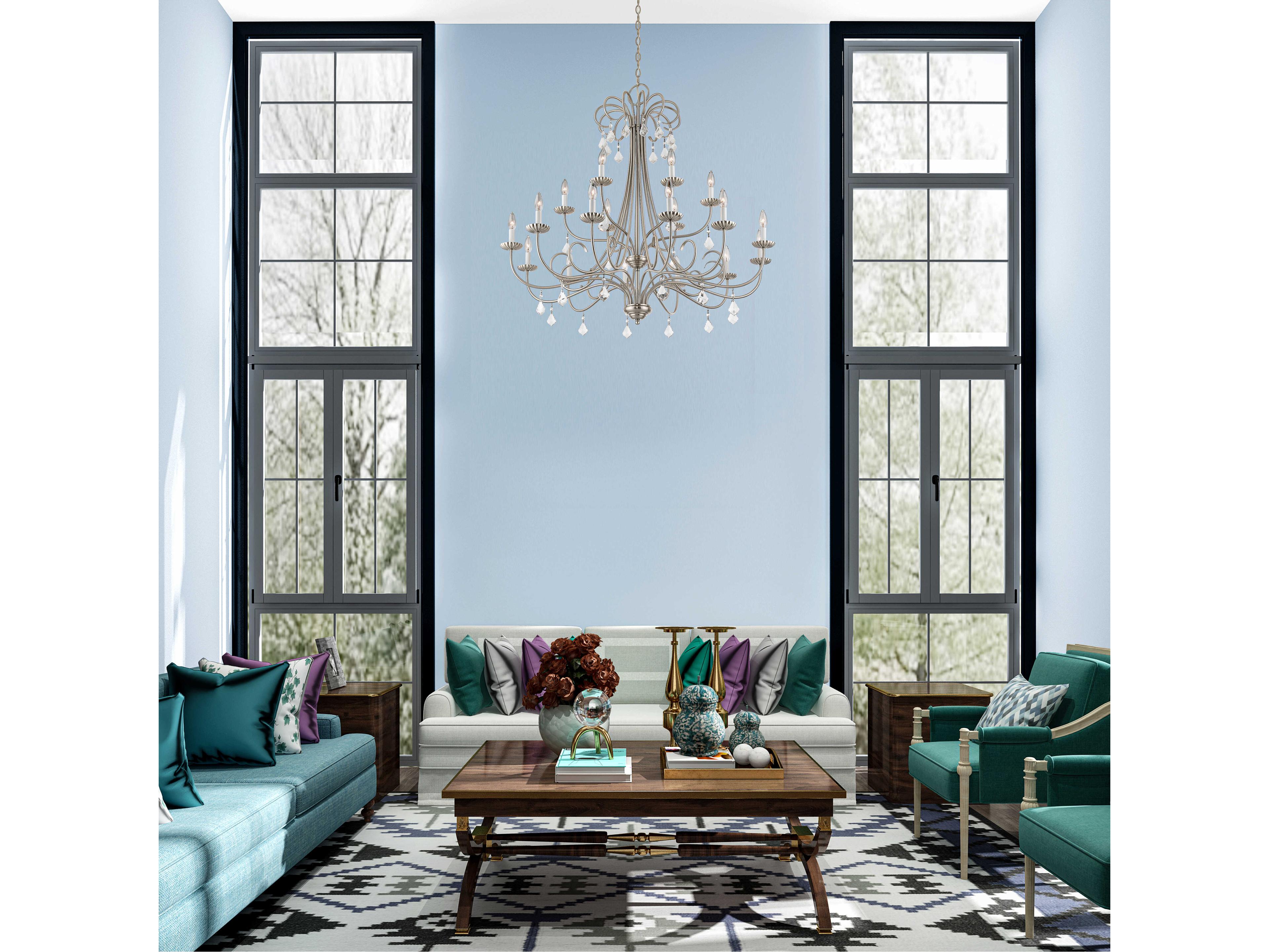 Livex Lighting Daphne 18-Light8-Light Brushed Nickel Crystal Candelabra Tiered Chandelier