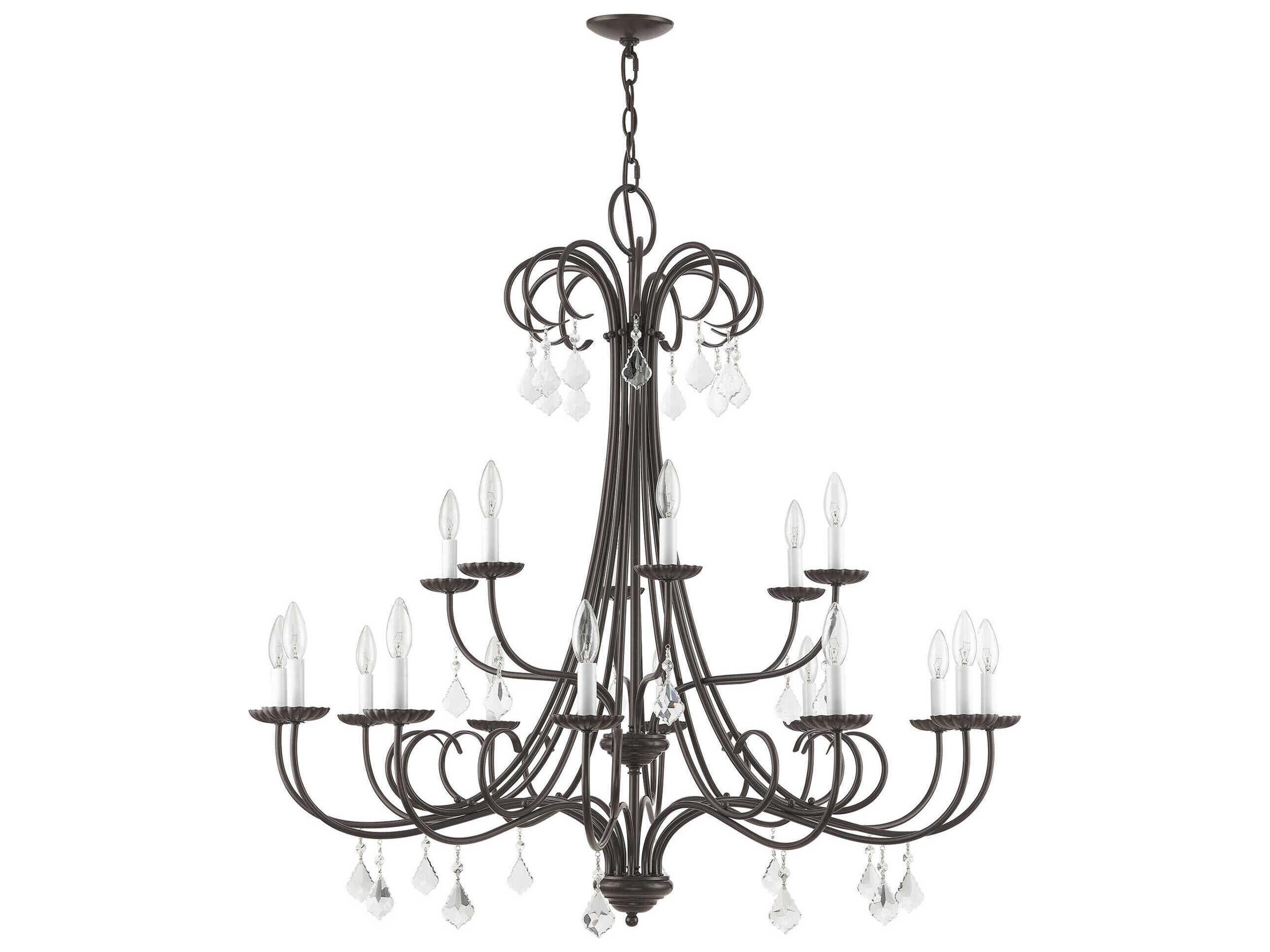 Livex Lighting Daphne 18-Light8-Light English Bronze Crystal Candelabra Tiered Chandelier
