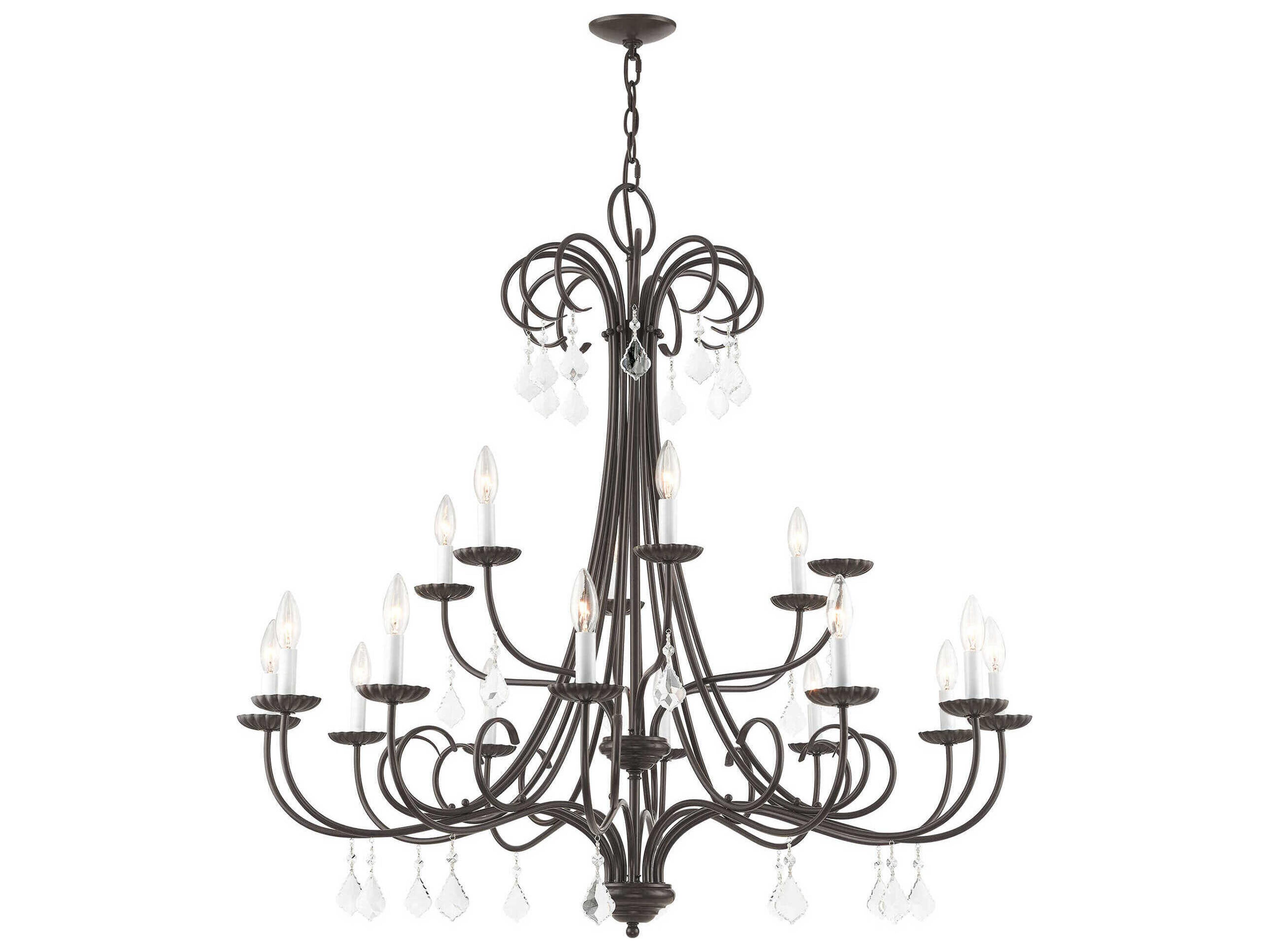 Livex Lighting Daphne 18-Light8-Light English Bronze Crystal Candelabra Tiered Chandelier