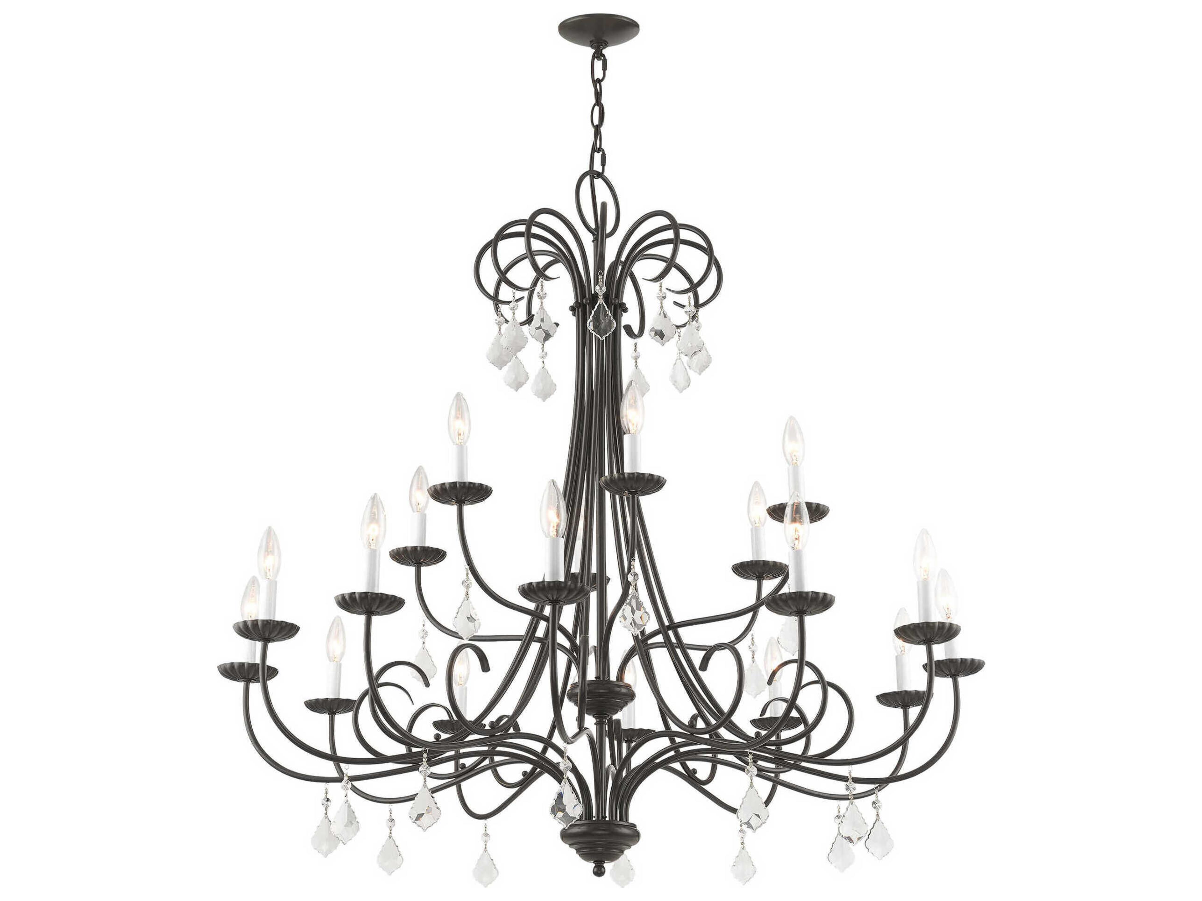 Livex Lighting Daphne 18-Light8-Light English Bronze Crystal Candelabra Tiered Chandelier