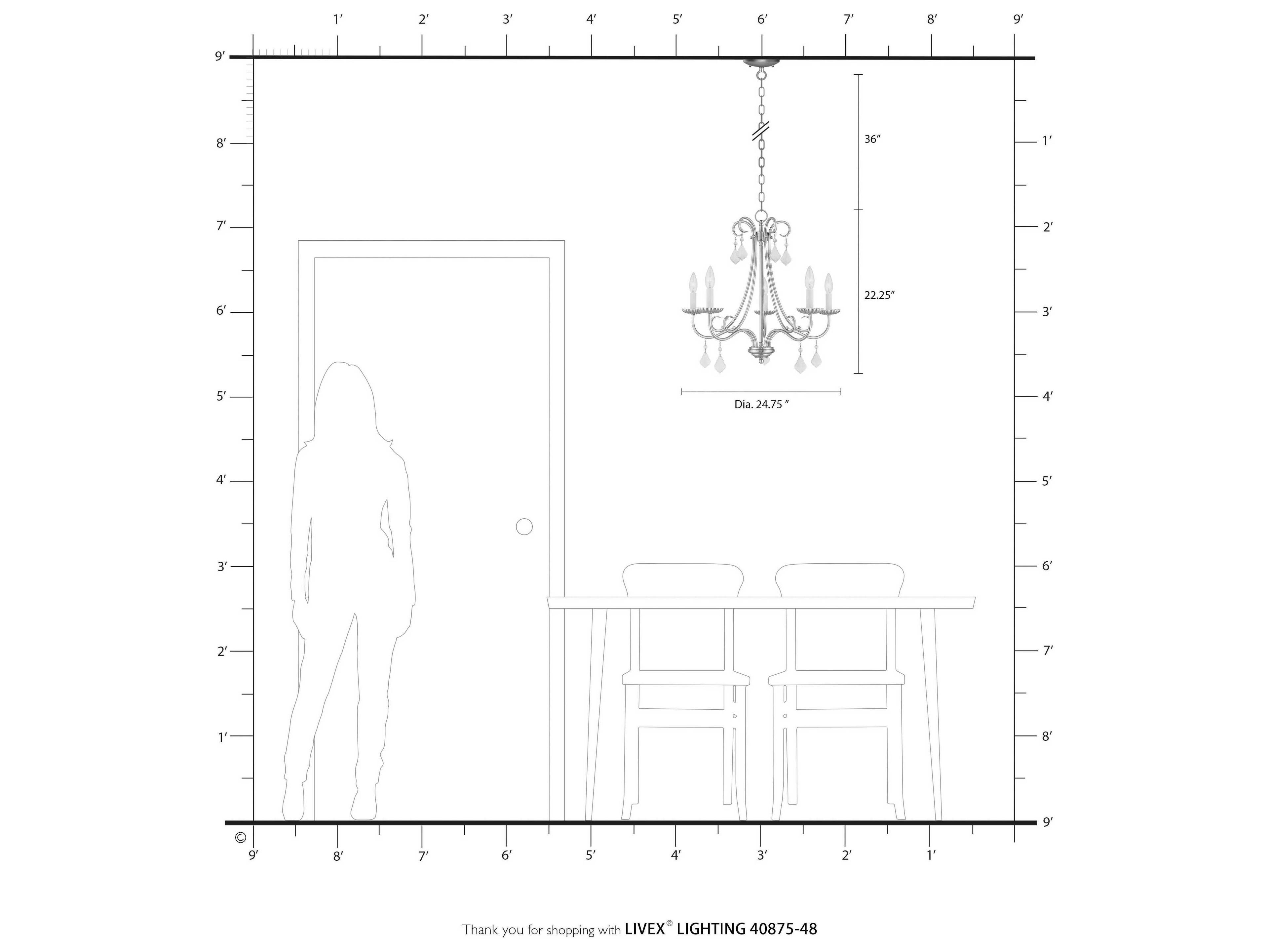 Livex Lighting Daphne 5-Light Antique Gold Leaf Crystal Candelabra Chandelier