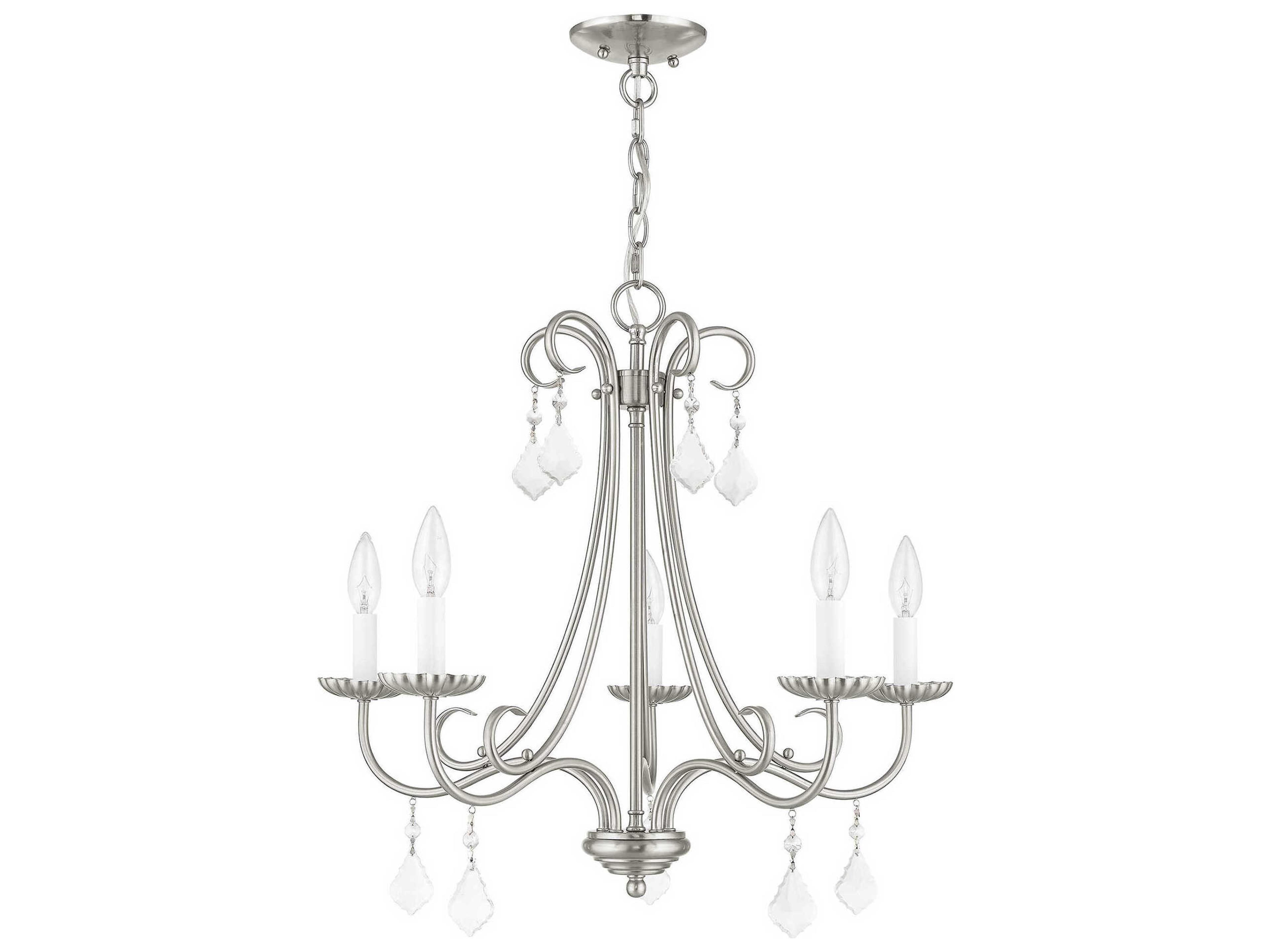 Livex Lighting Daphne 5-Light Brushed Nickel Crystal Candelabra Chandelier