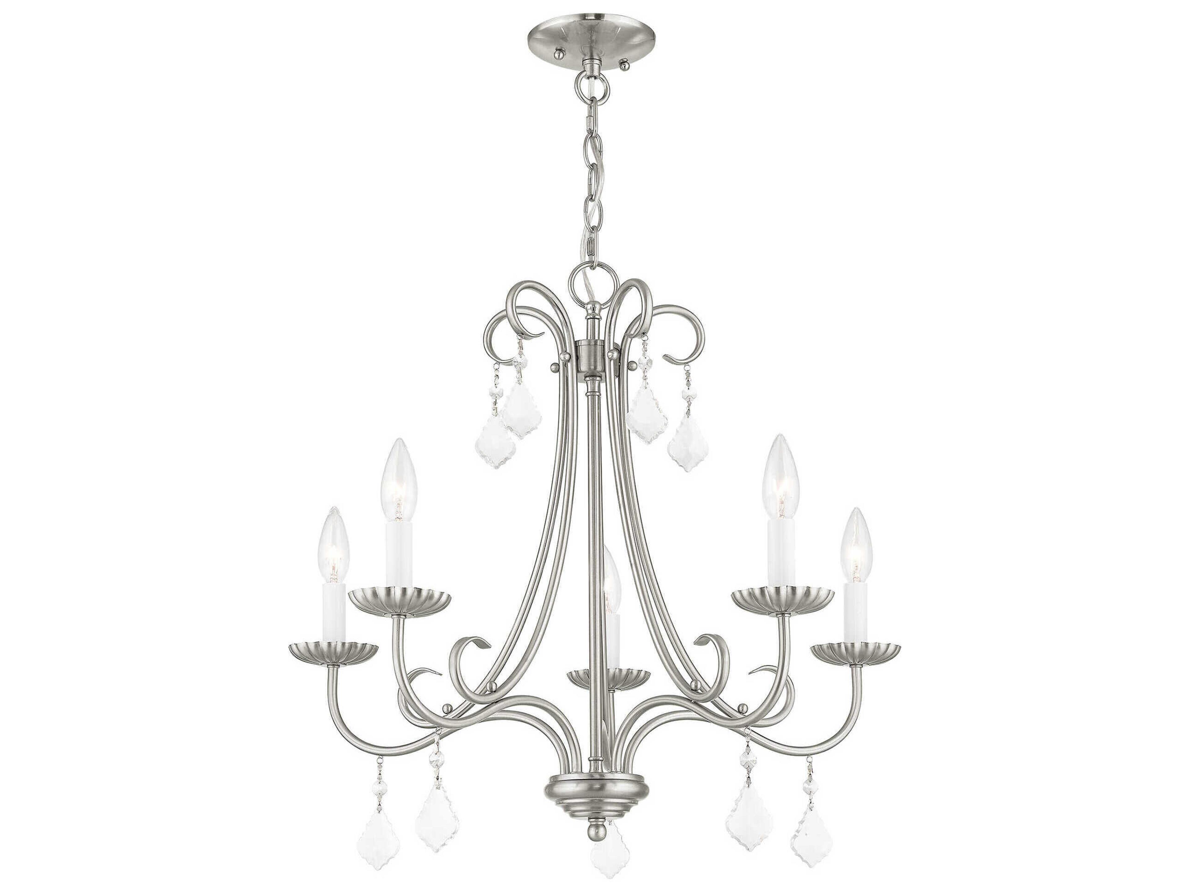 Livex Lighting Daphne 5-Light Brushed Nickel Crystal Candelabra Chandelier