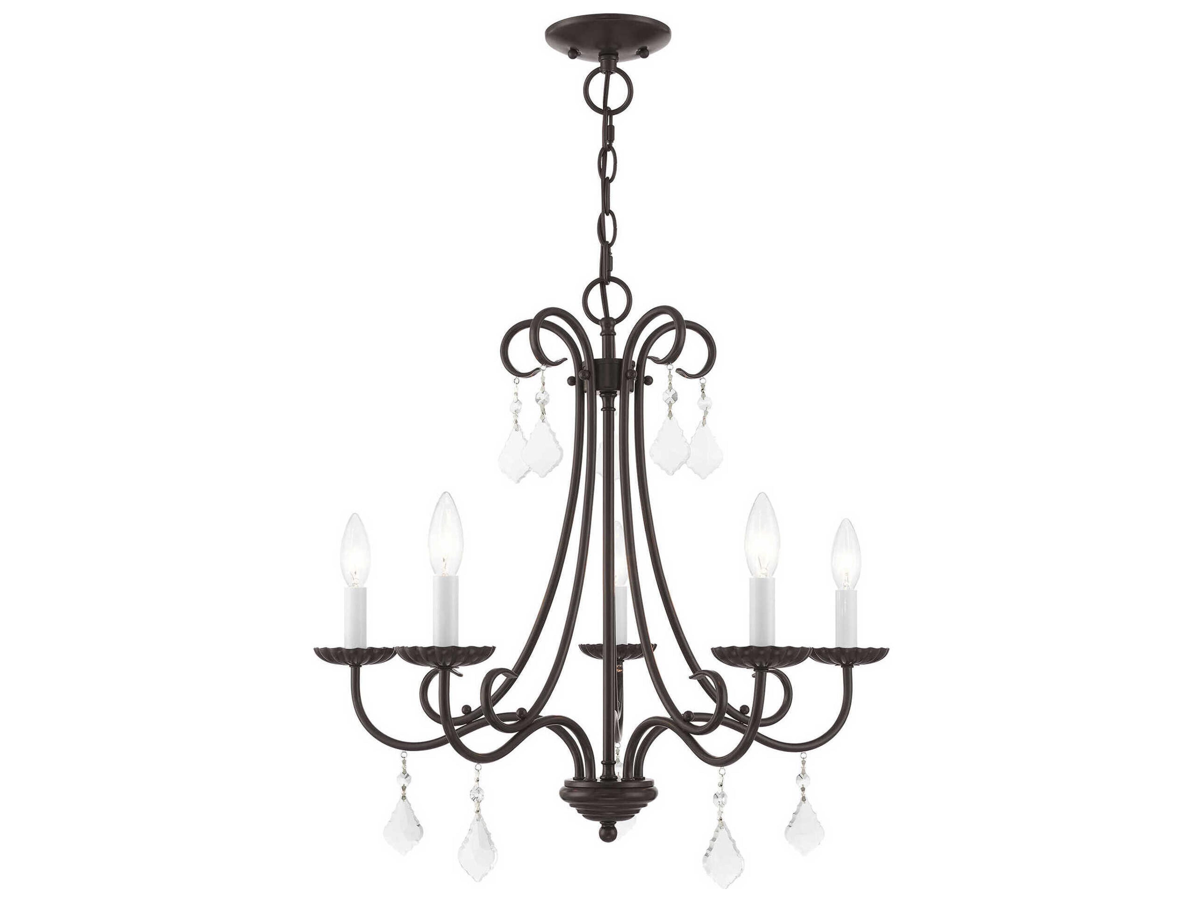 Daphne 5-Light English Bronze Crystal Candelabra Chandelier
