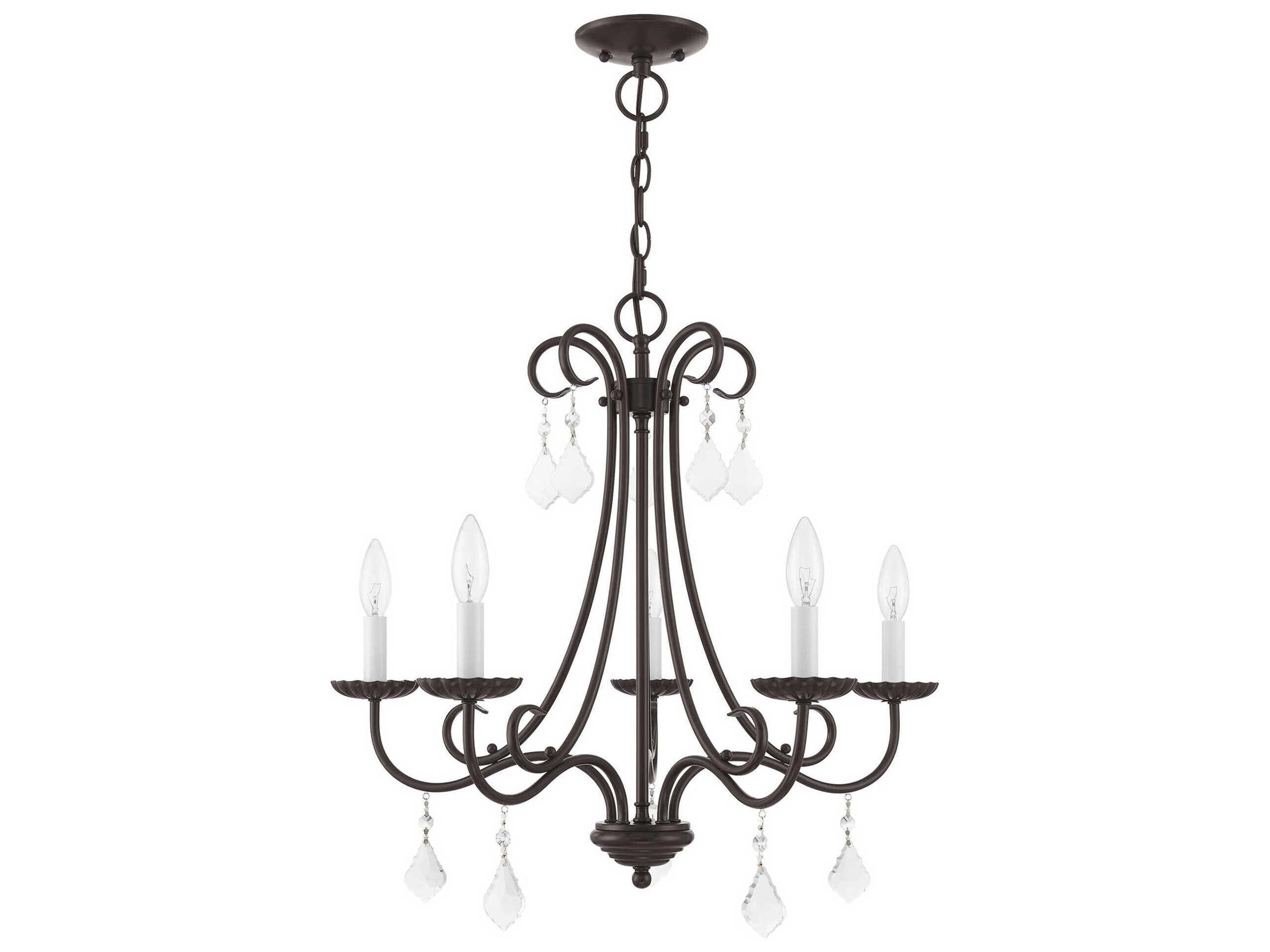 Livex Lighting Daphne 5-Light English Bronze Crystal Candelabra Chandelier