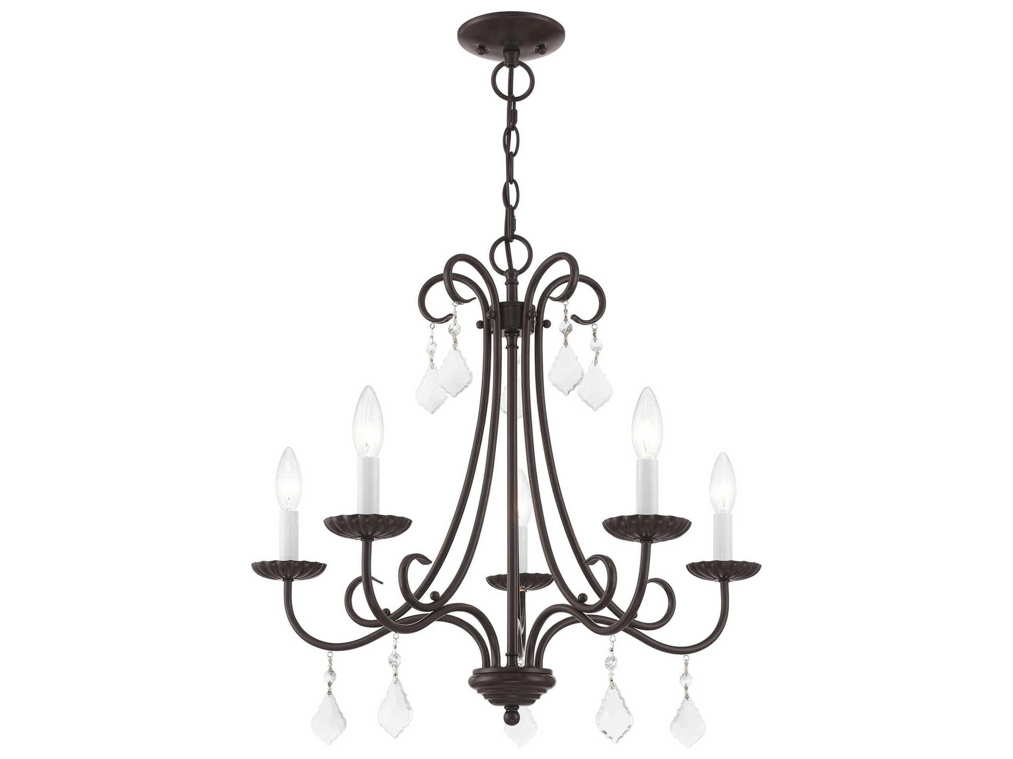 Livex Lighting Daphne 5-Light English Bronze Crystal Candelabra Chandelier