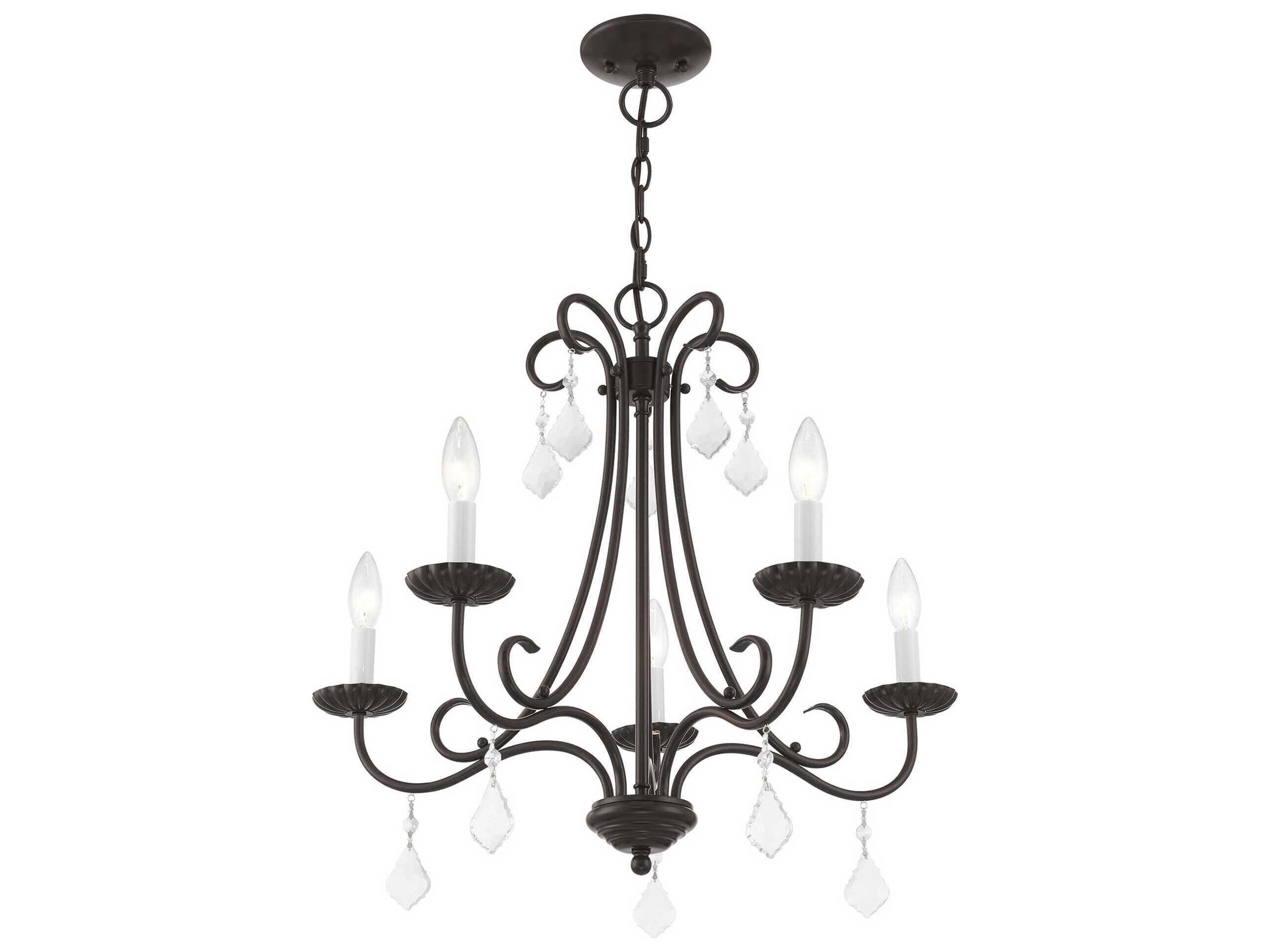 Livex Lighting Daphne 5-Light English Bronze Crystal Candelabra Chandelier