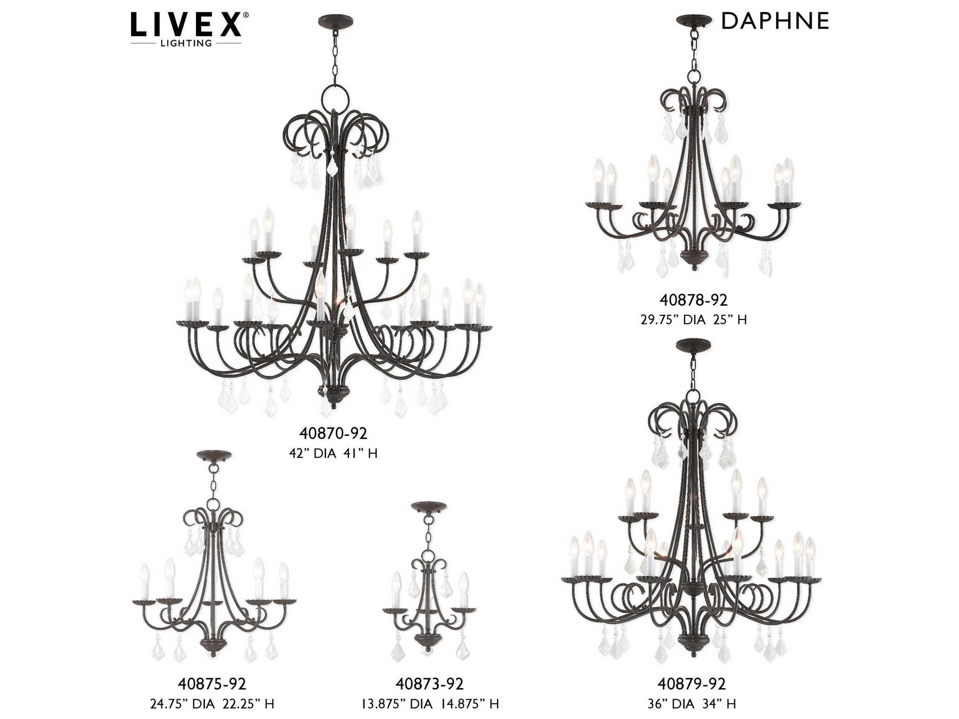 Livex Lighting Daphne 5-Light English Bronze Crystal Candelabra Chandelier