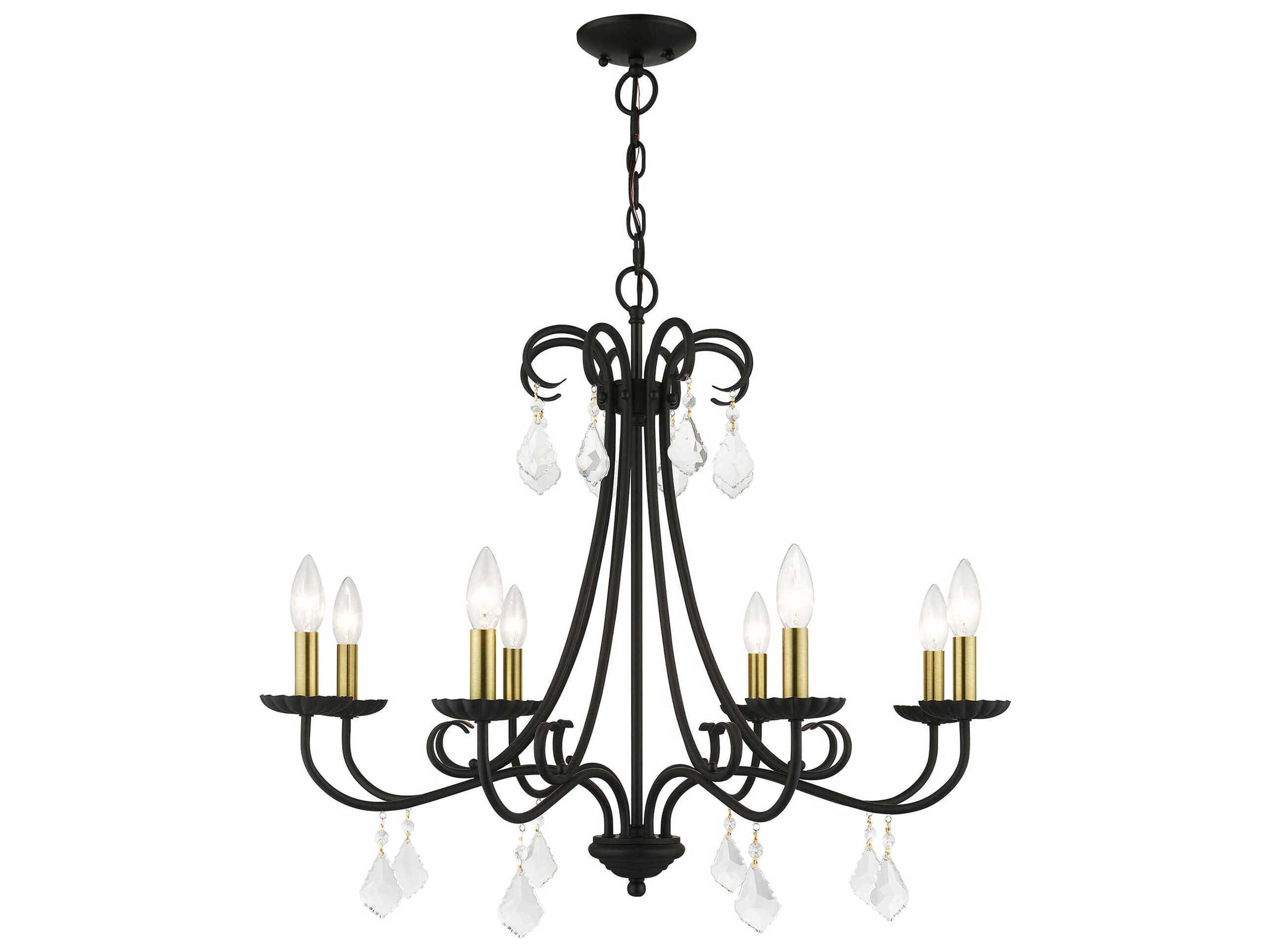 Daphne 8-Light Black Antique Brass Crystal Candelabra Chandelier