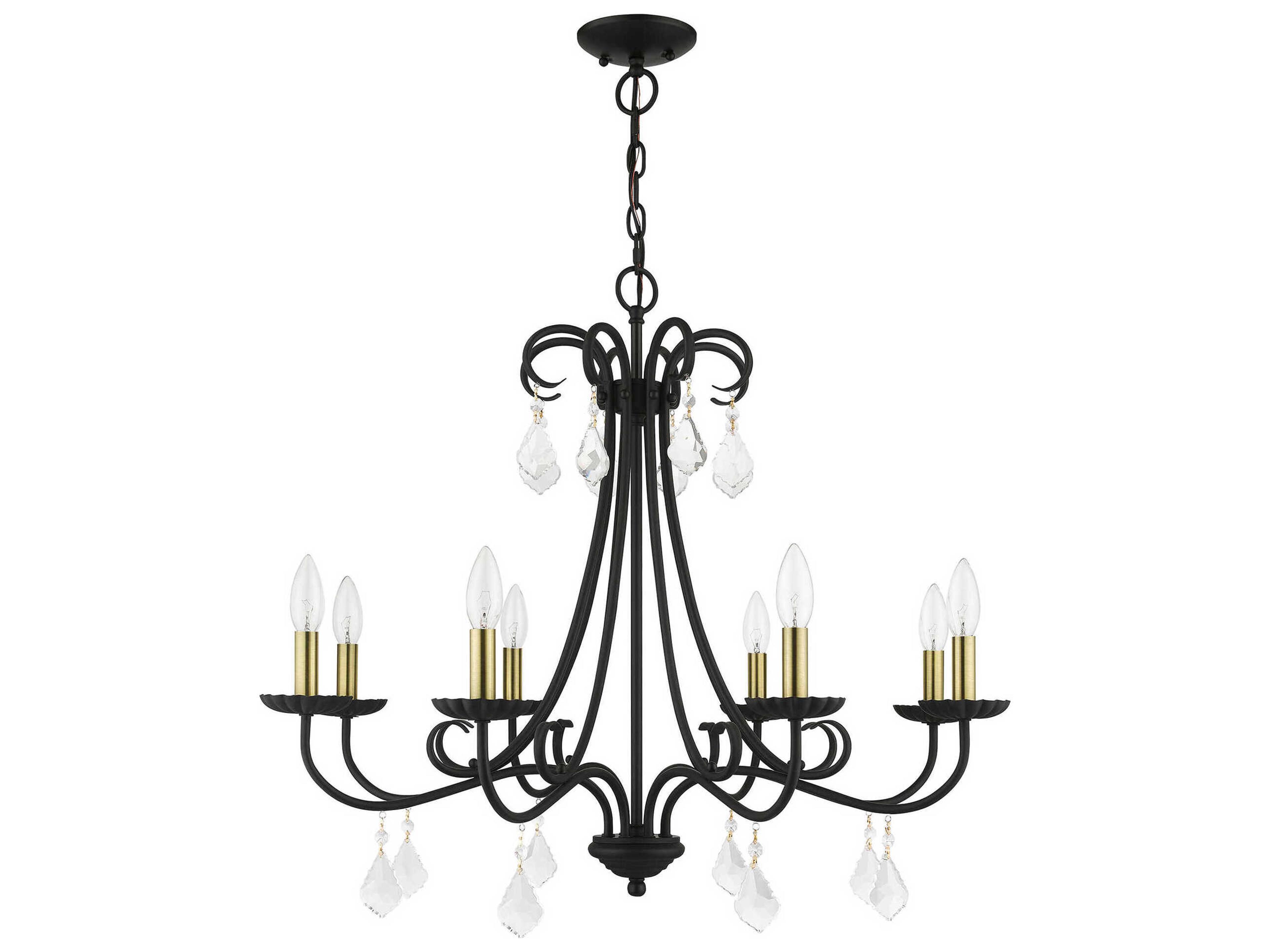 Livex Lighting Daphne 8-Light Black Antique Brass Crystal Candelabra Chandelier