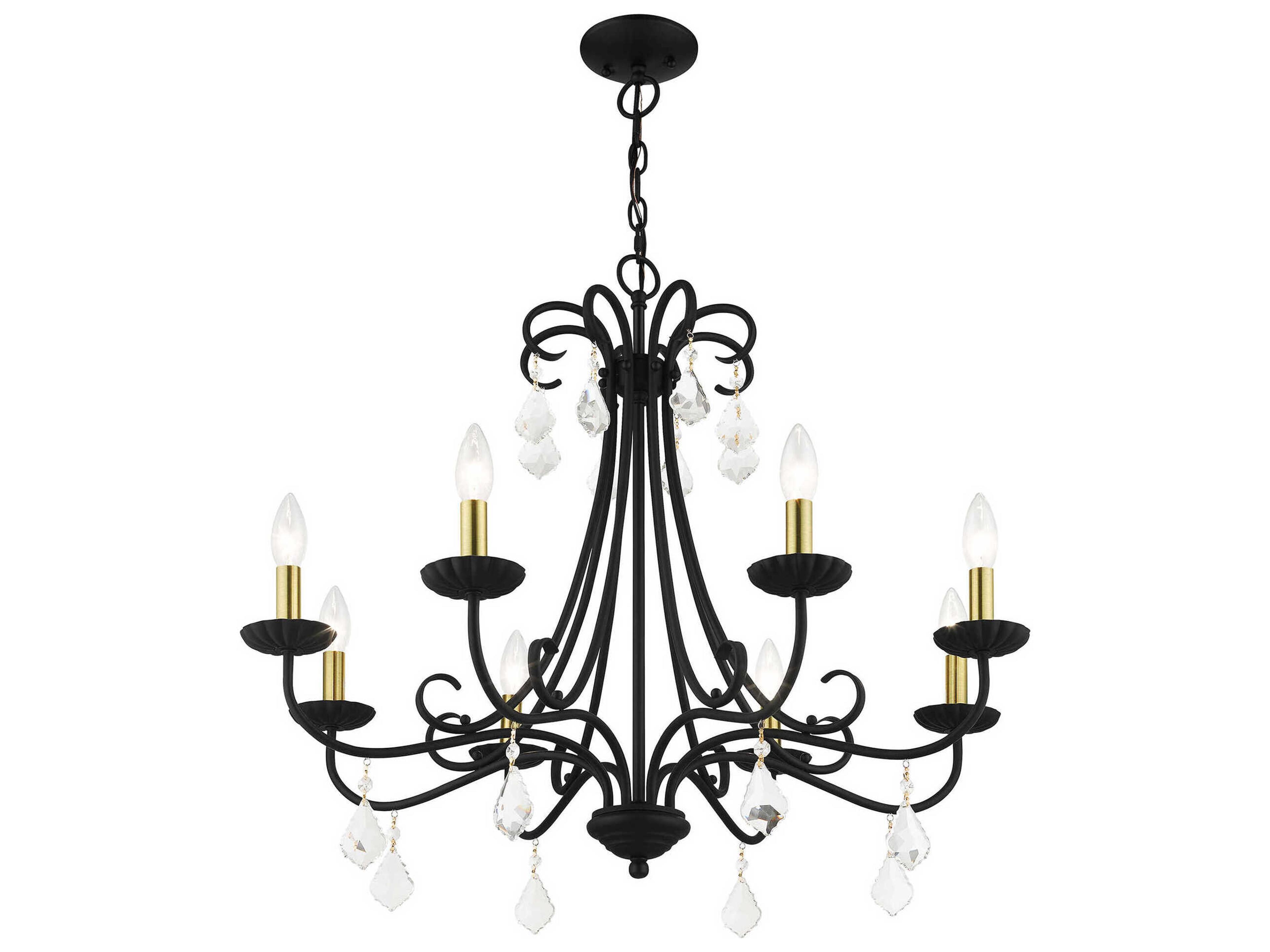 Livex Lighting Daphne 8-Light Black Antique Brass Crystal Candelabra Chandelier
