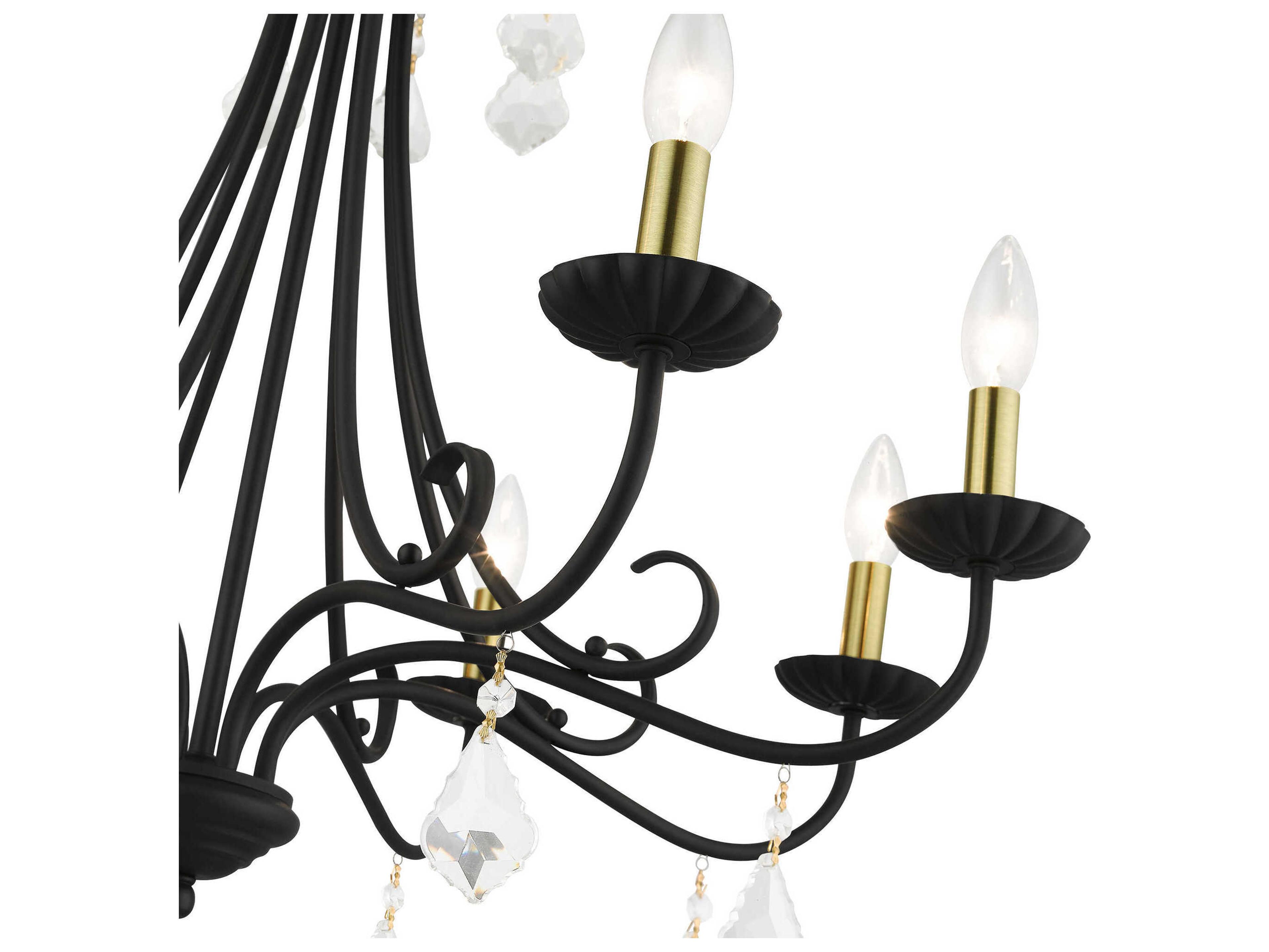 Livex Lighting Daphne 8-Light Black Antique Brass Crystal Candelabra Chandelier