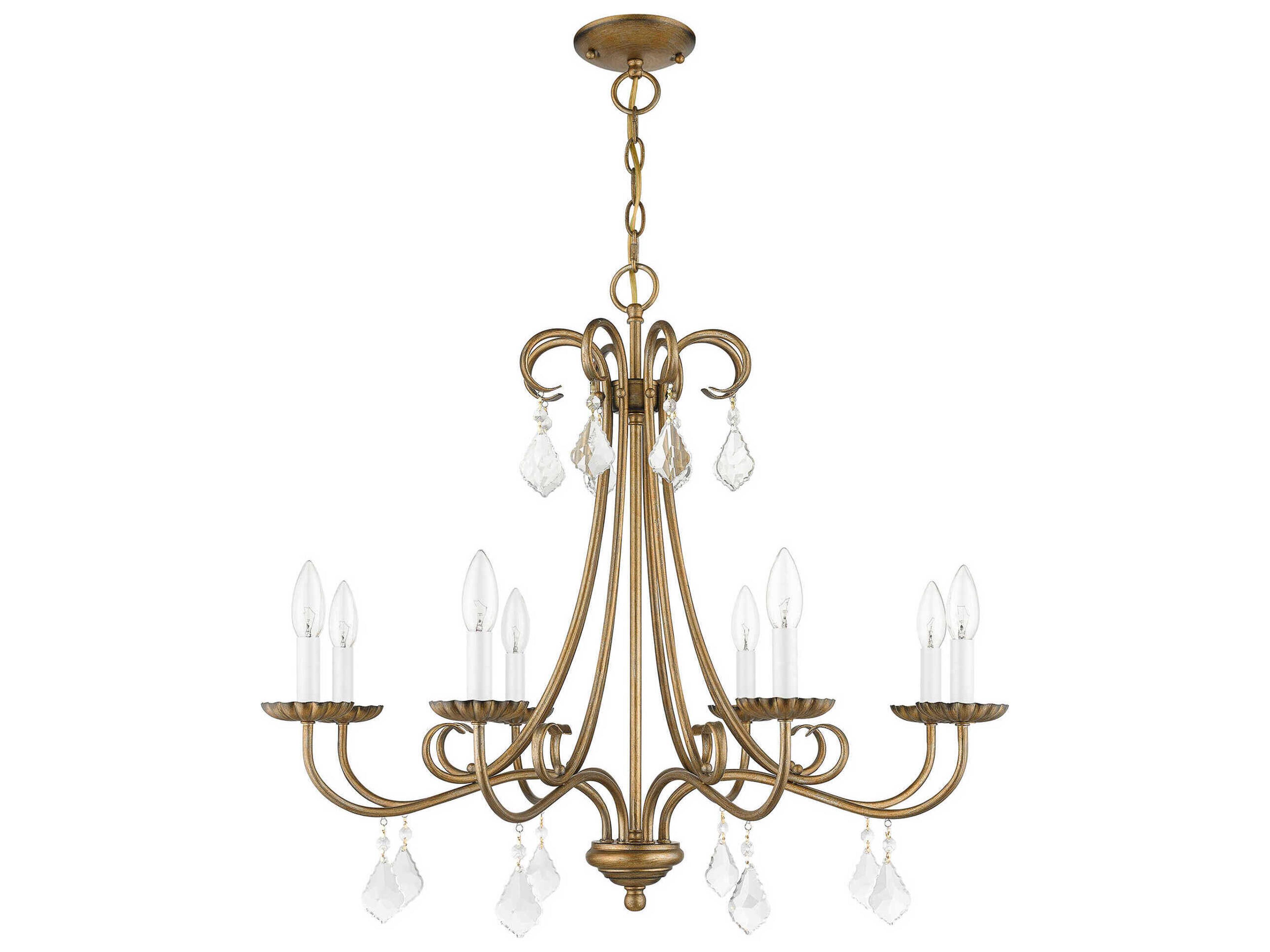 Livex Lighting Daphne 8-Light Antique Gold Leaf Crystal Candelabra Chandelier