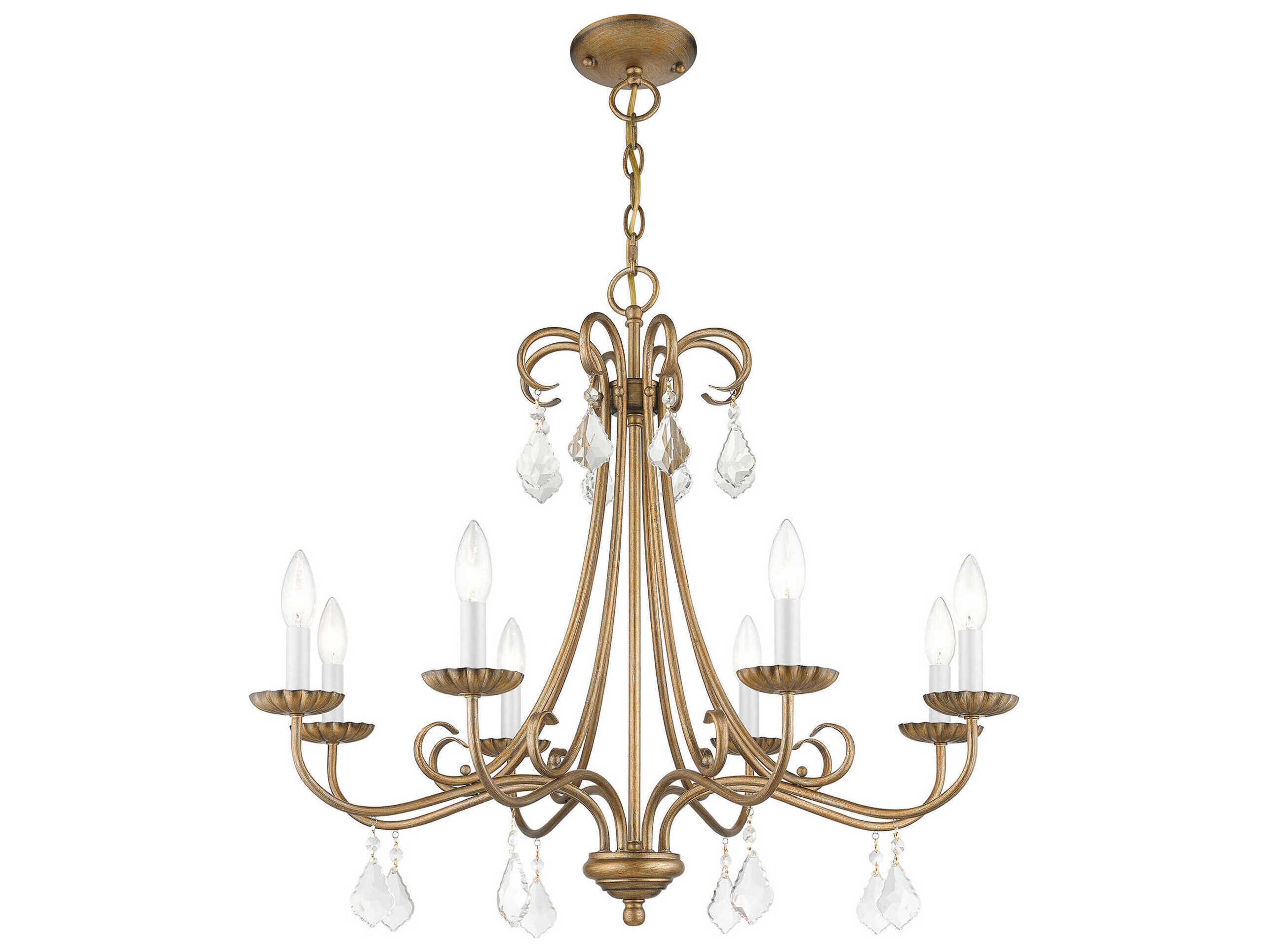 Livex Lighting Daphne 8-Light Antique Gold Leaf Crystal Candelabra Chandelier