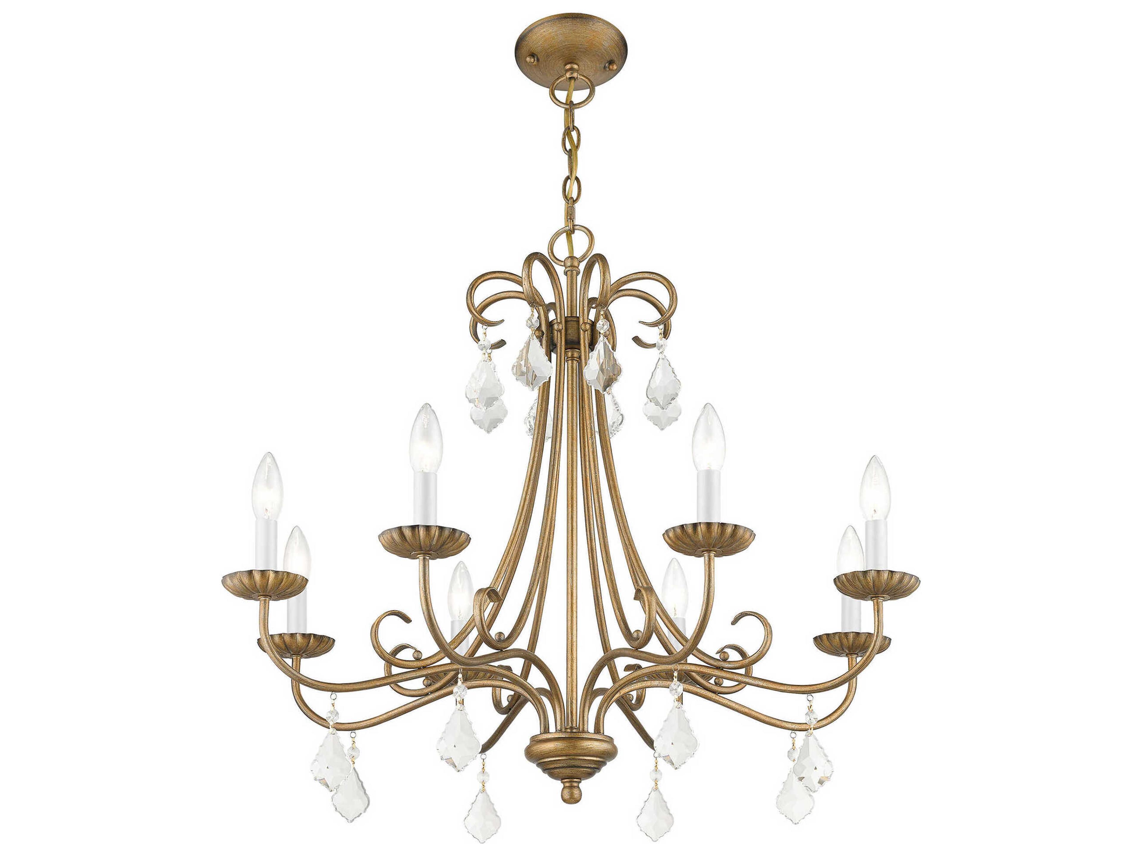 Livex Lighting Daphne 8-Light Antique Gold Leaf Crystal Candelabra Chandelier