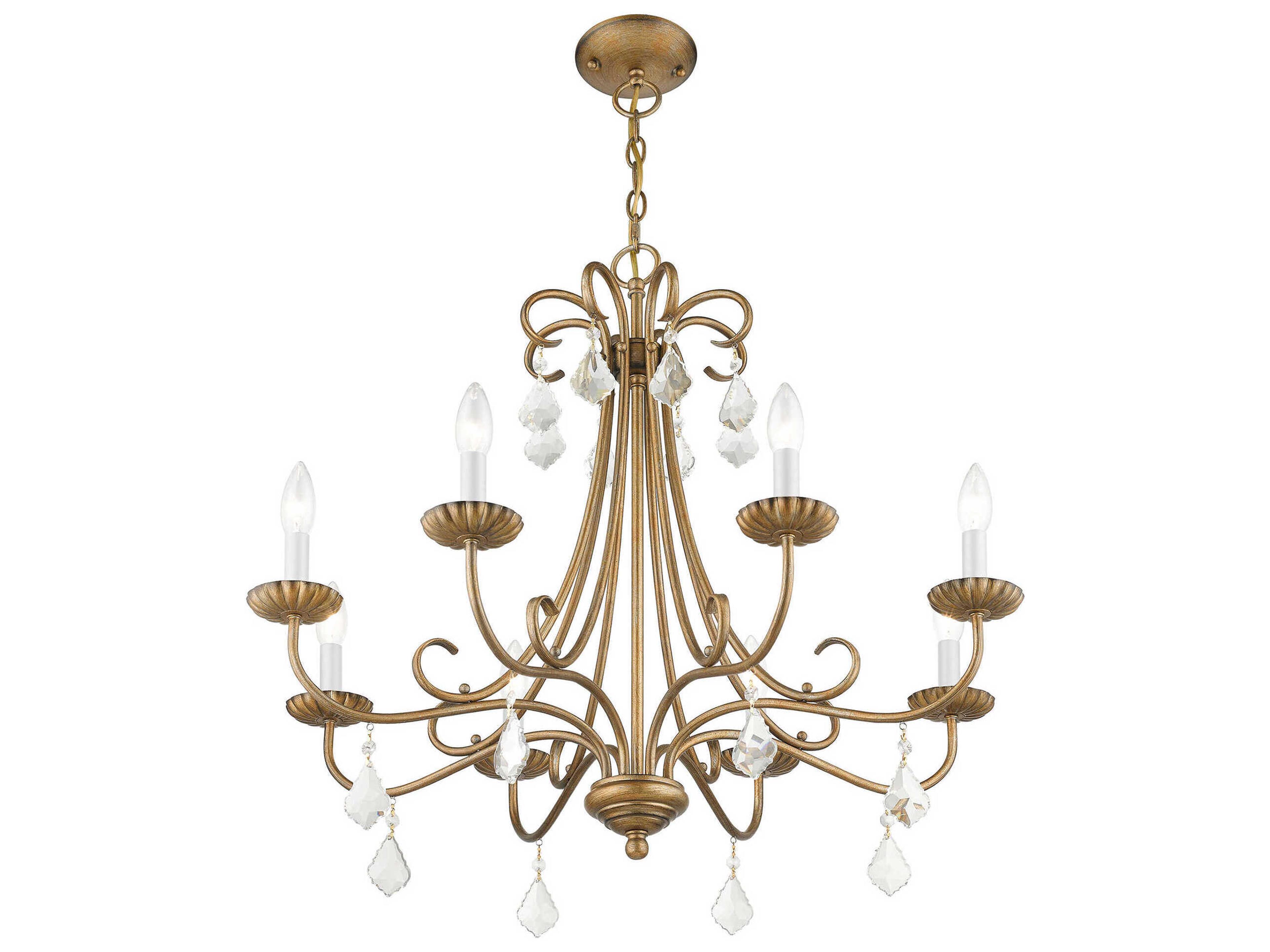 Livex Lighting Daphne 8-Light Antique Gold Leaf Crystal Candelabra Chandelier