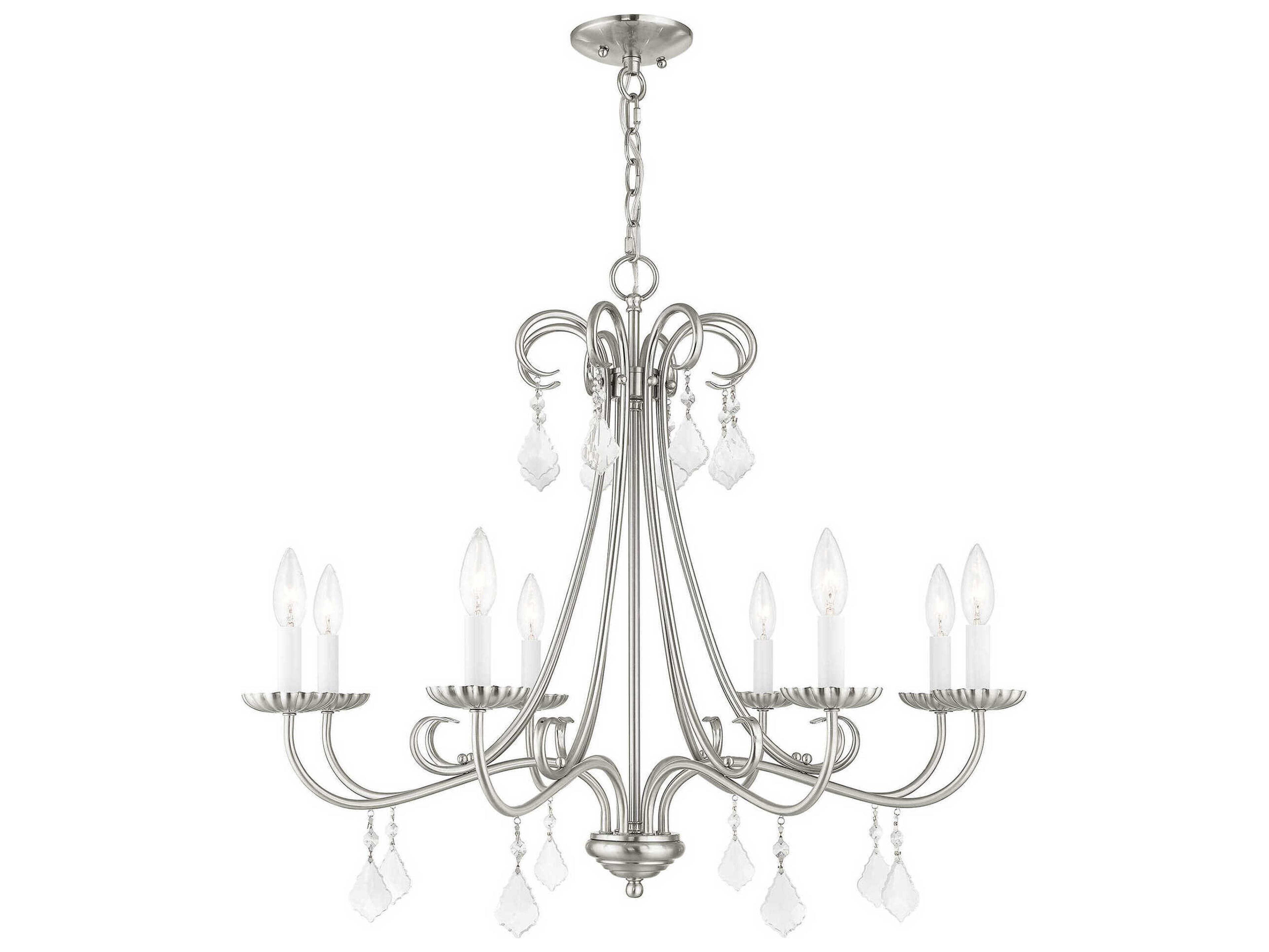 Daphne 8-Light Brushed Nickel Crystal Candelabra Chandelier