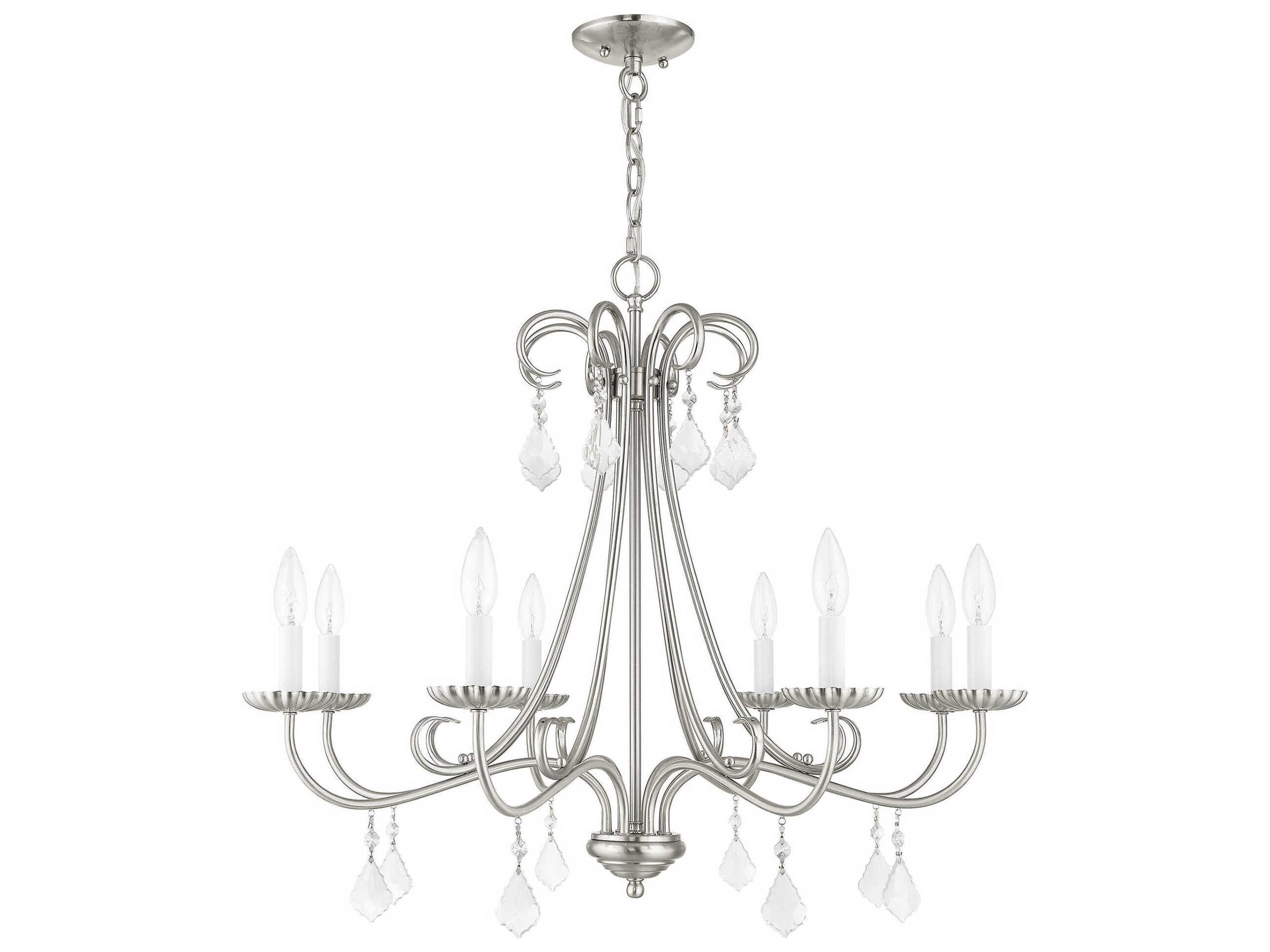 Livex Lighting Daphne 8-Light Brushed Nickel Crystal Candelabra Chandelier