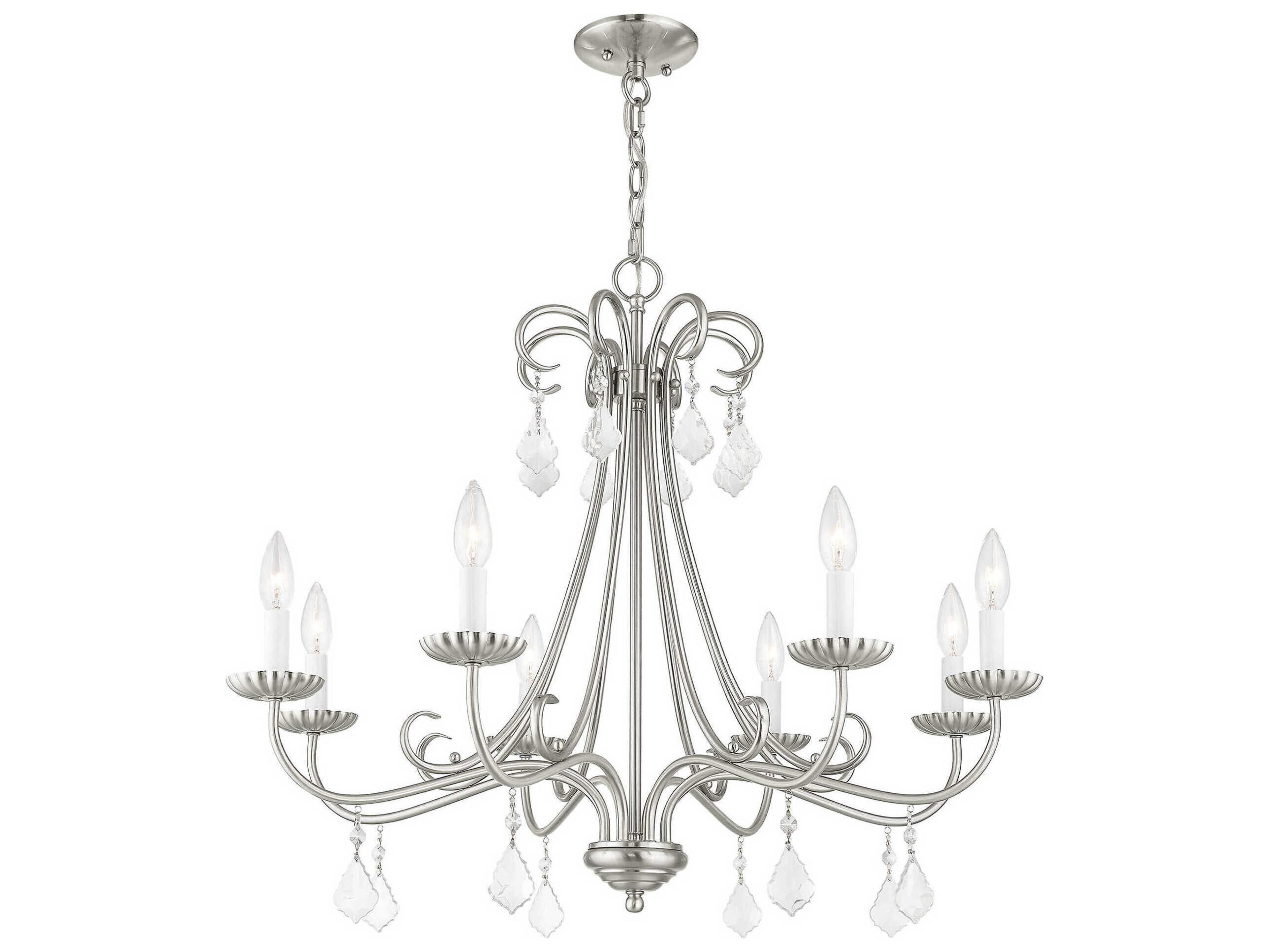 Livex Lighting Daphne 8-Light Brushed Nickel Crystal Candelabra Chandelier